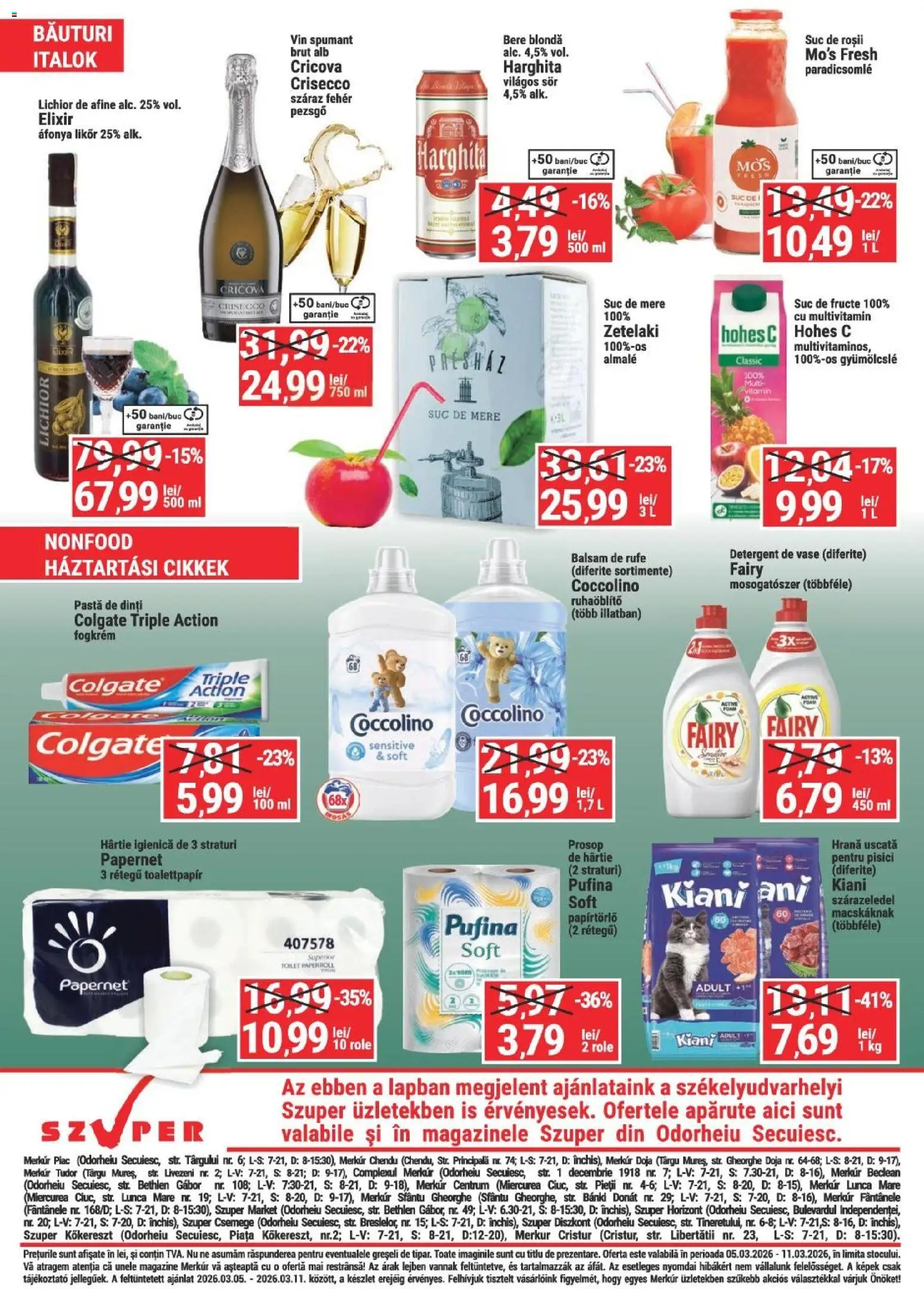 Noul catalog Merkur – valabil de la 05.03.2026 | Pagină: 4 | Produse: Suc, Vin, Roșii, Detergent