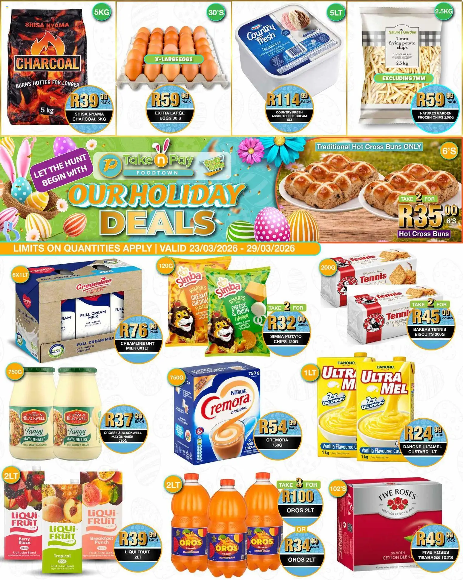 New Take n Pay catalogue – valid from 23.03.2026 | Page: 1 | Products: Squash, Cheese, Biscuits, Mayonnaise