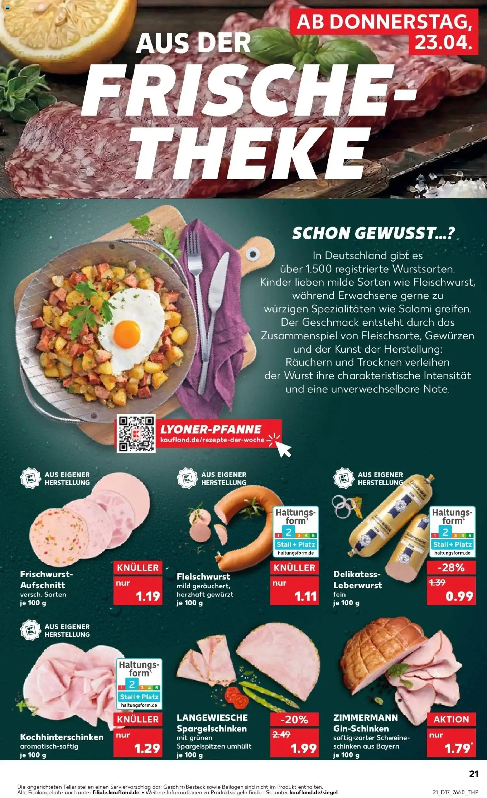 Kaufland Prospekt Hechingen	 – gültig ab 23.04.2026 | Seite: 21 | Produkte: Theke, Wurst, Salami, Schinken