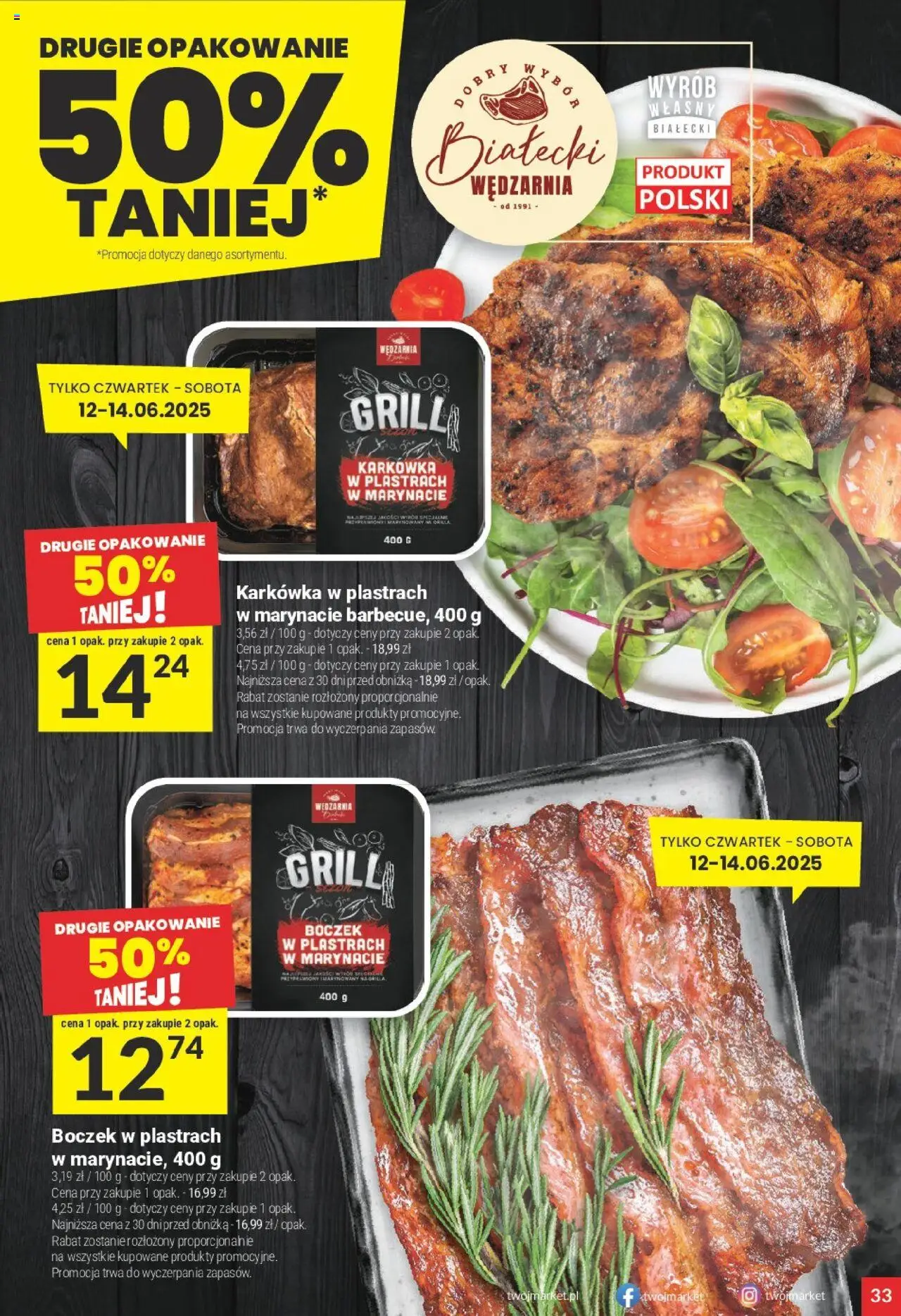 Twój Market Gazetka od 11.06.2025 | Strona: 33 | Produkty: Karkówka, Grill, Boczek