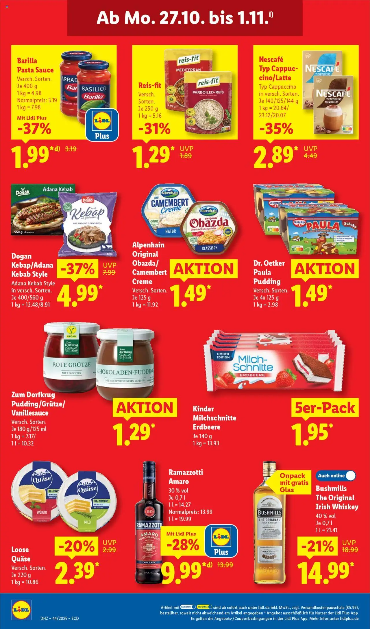 Lidl - Prospekt – gültig ab 27.10.2025 | Seite: 26 | Produkte: Milch, Barilla, Pasta, Ramazzotti