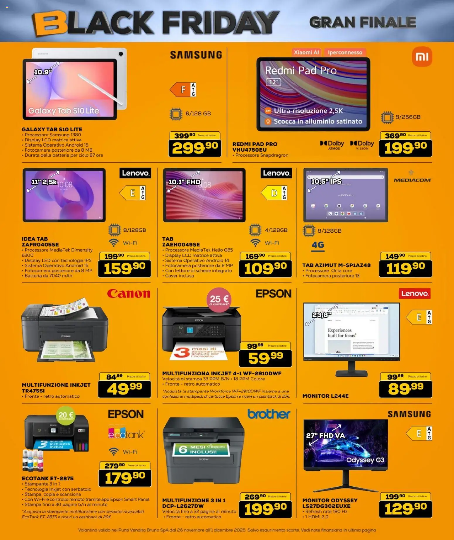 Volantino BRUNO del 26.11.2025 | Pagina: 11 | Prodotti: Xiaomi, Fotocamera, Alluminio, Samsung