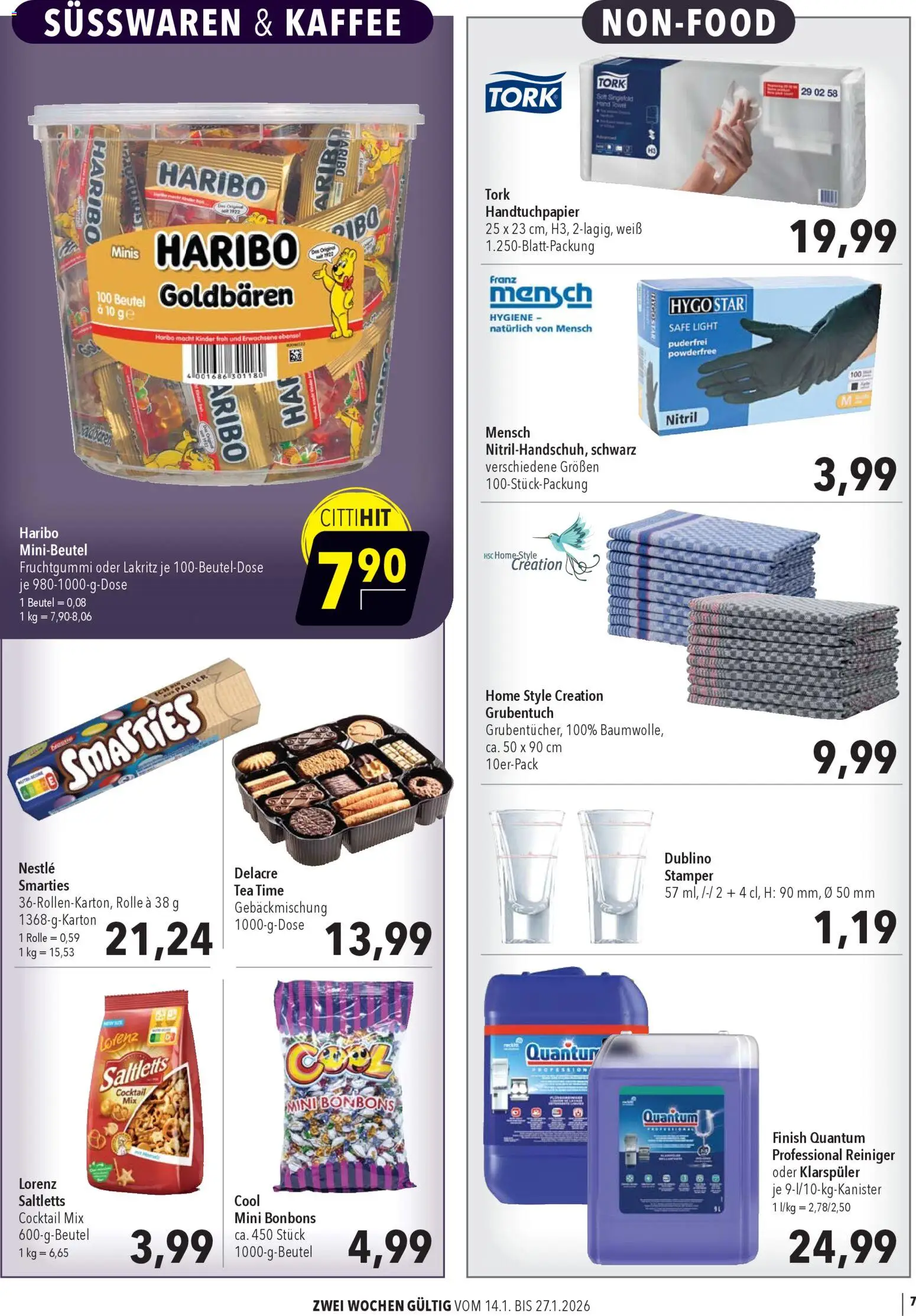 CITTI Markt Aktuelle Angebote für Profis – gültig ab 14.01.2026 | Seite: 7 | Produkte: Haribo, Kaffee, Smarties, Klarspüler