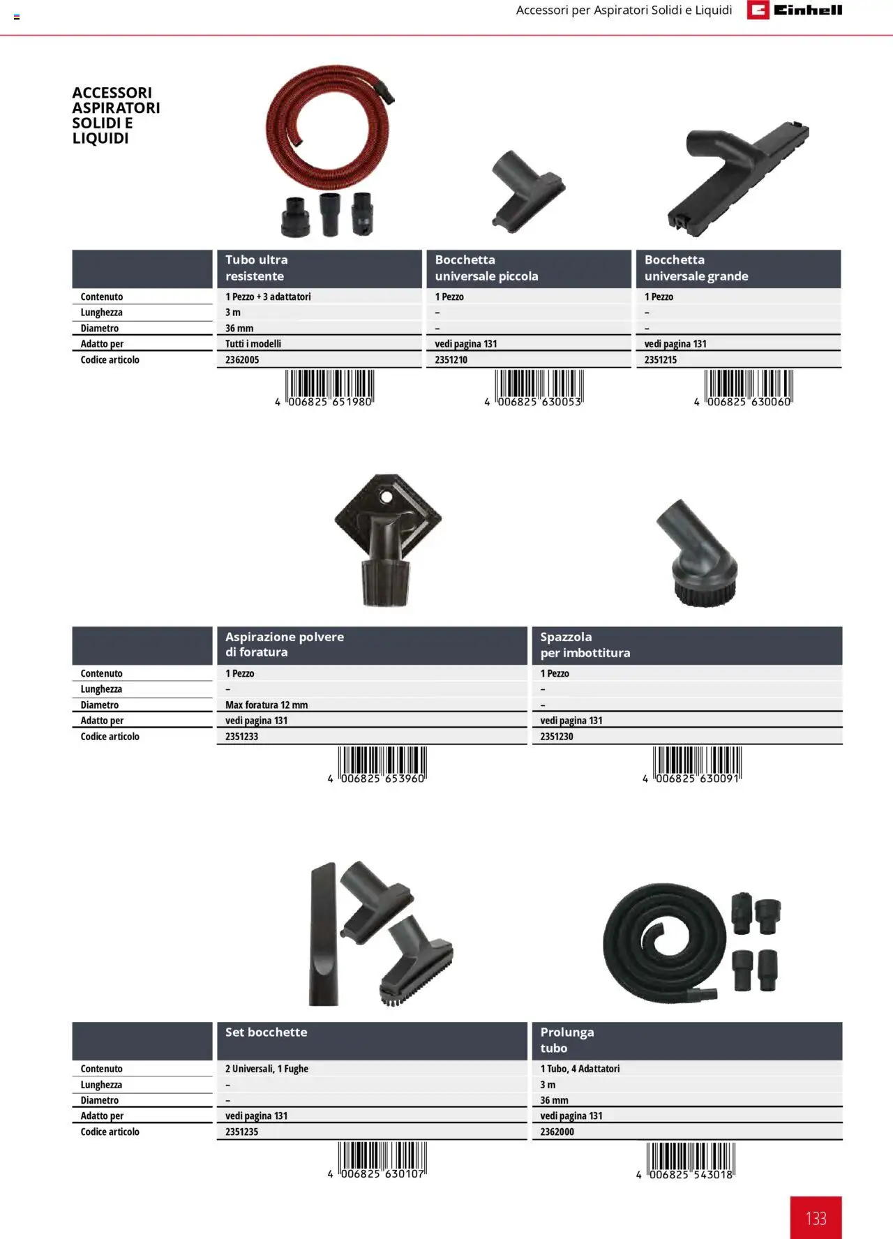 Volantino Einhell del 06.02.2025 | Pagina: 133 | Prodotti: Spazzola, Tubo