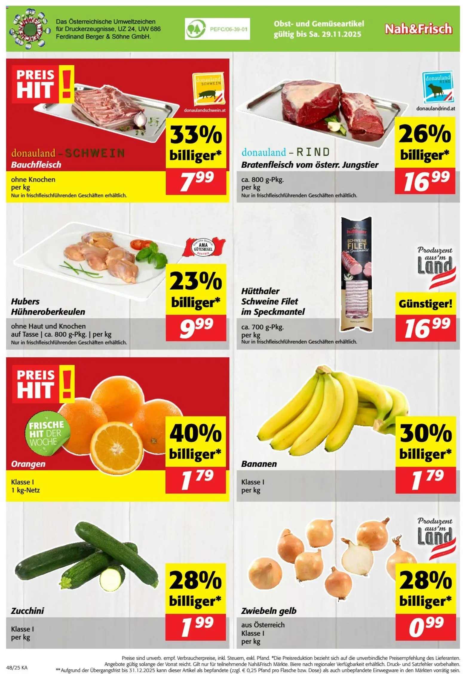 Nah und Frisch Flugblatt gültig ab 26.11.2025 | Seite: 8 | Produkte: Zwiebeln, Obst, Orangen, Bananen