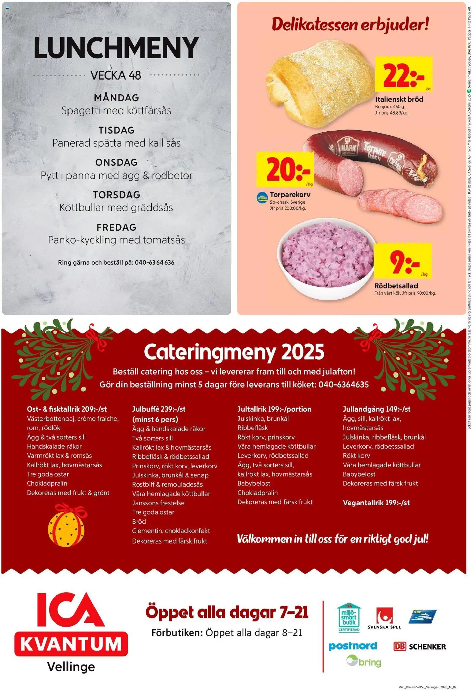 ICA Kvantum reklamblad aktuell från 24.11.2025 | Sida: 12 | Produkter: Romsås, Köttbullar, Räkor, Ring