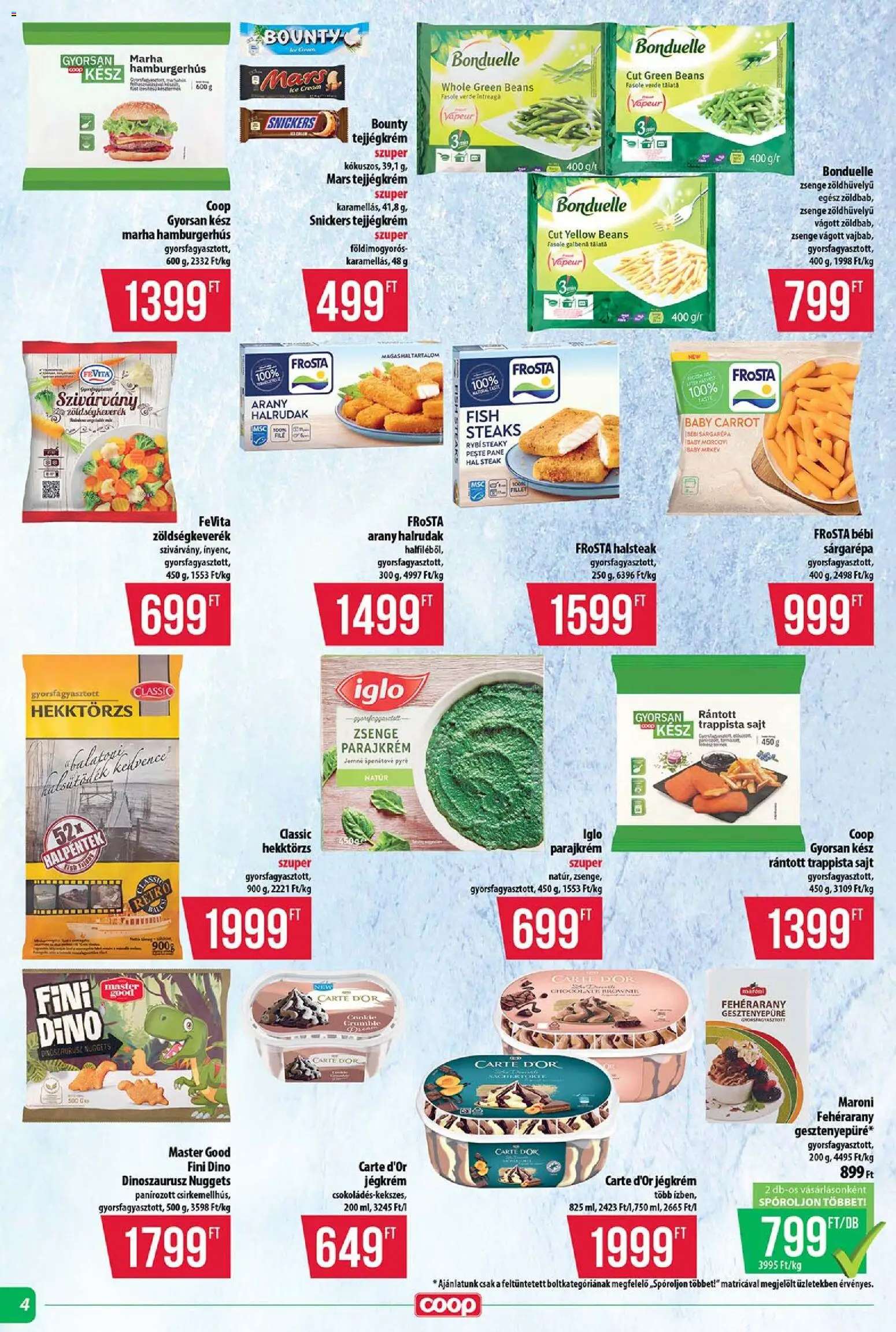 COOP akciós ujság - amely érvényes a következő dátumtól: 16.04.2026 | Oldal: 4 | Termékek: Nuggets, Sajt, Hal, Trappista sajt