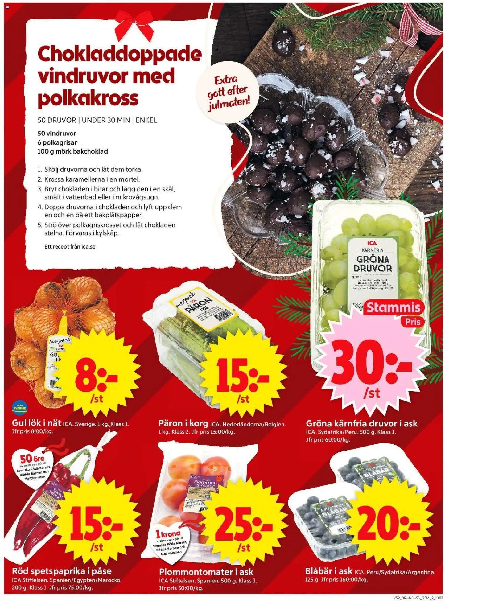 ICA Supermarket reklamblad aktuell från 22.12.2025 | Sida: 7 | Produkter: Korg, Plommon, Gul lök, Tomater