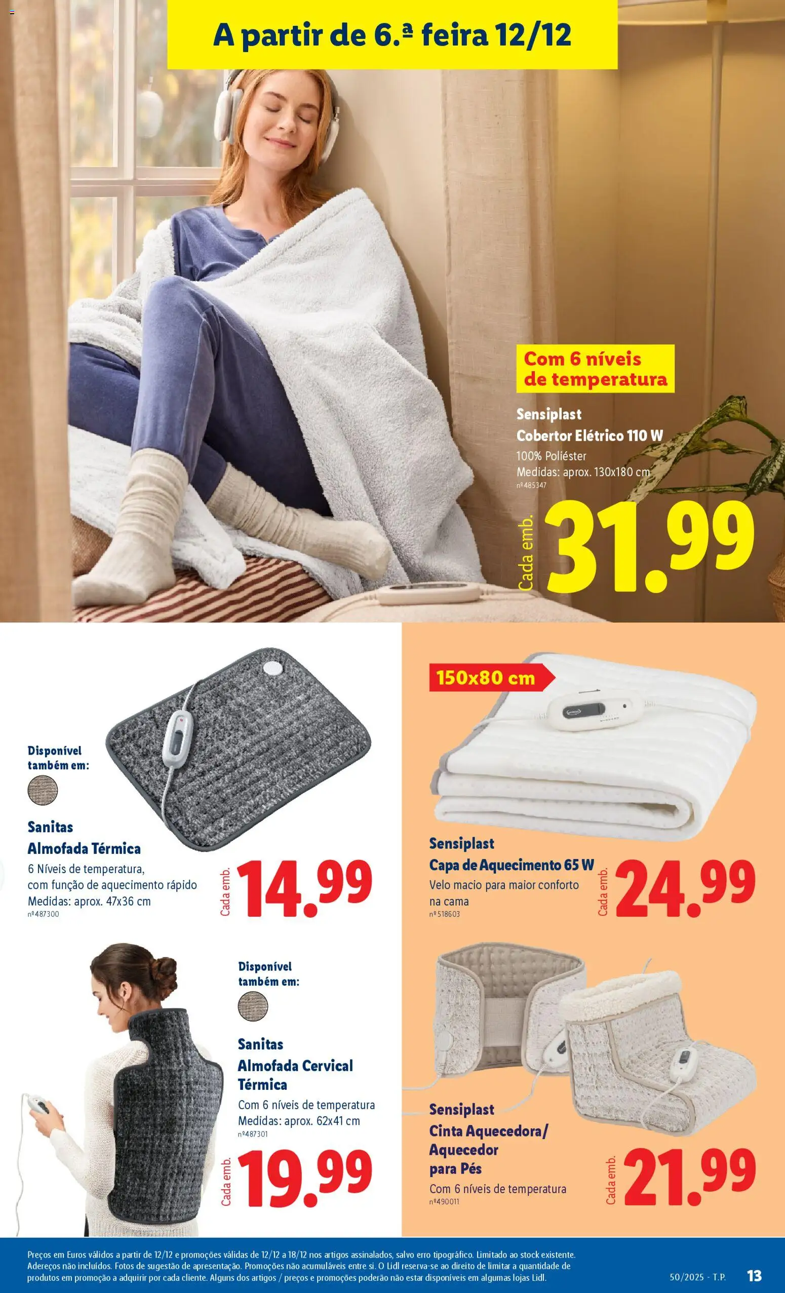 Lidl Novidades │ válido de 08.12.2025 | Página: 13 | Produtos: Aquecedor, Cama, Almofada, Cobertor