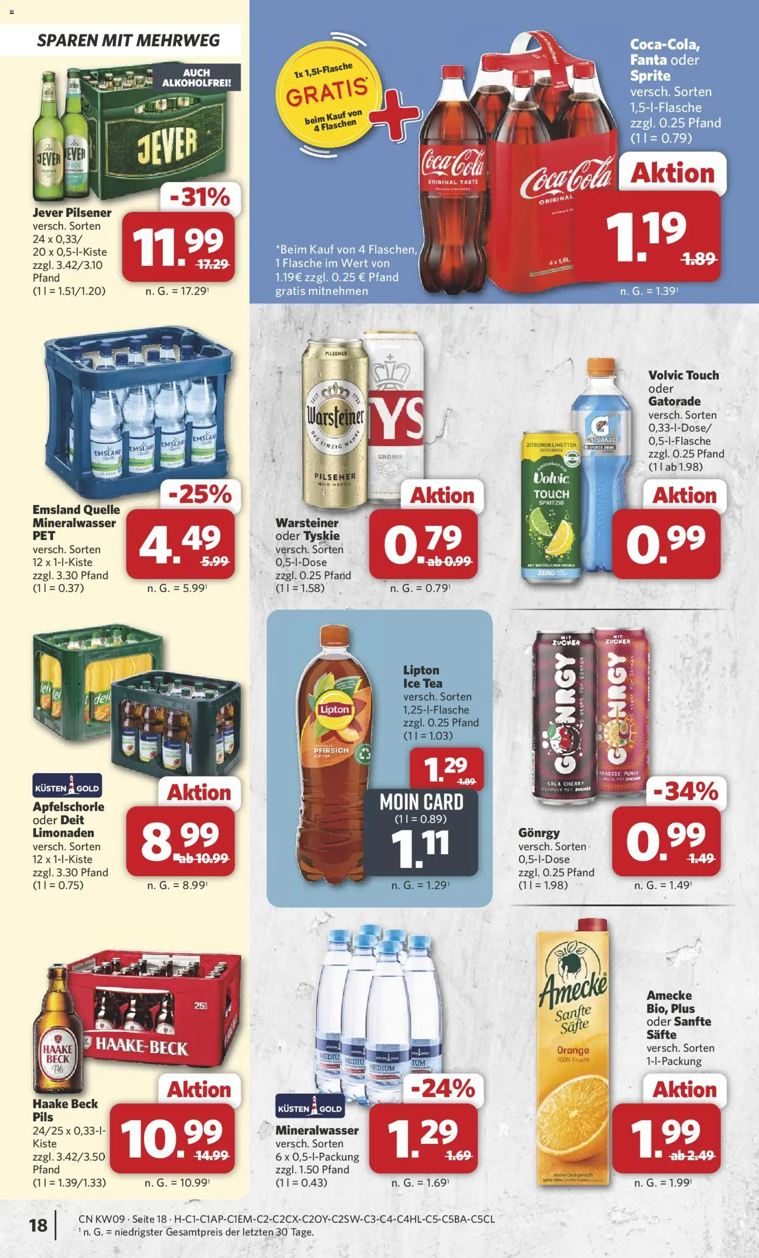 Combi Prospekt 	 – gültig ab 22.02.2026 | Seite: 18 | Produkte: Tyskie, Mineralwasser, Pfirsich, Zitronen