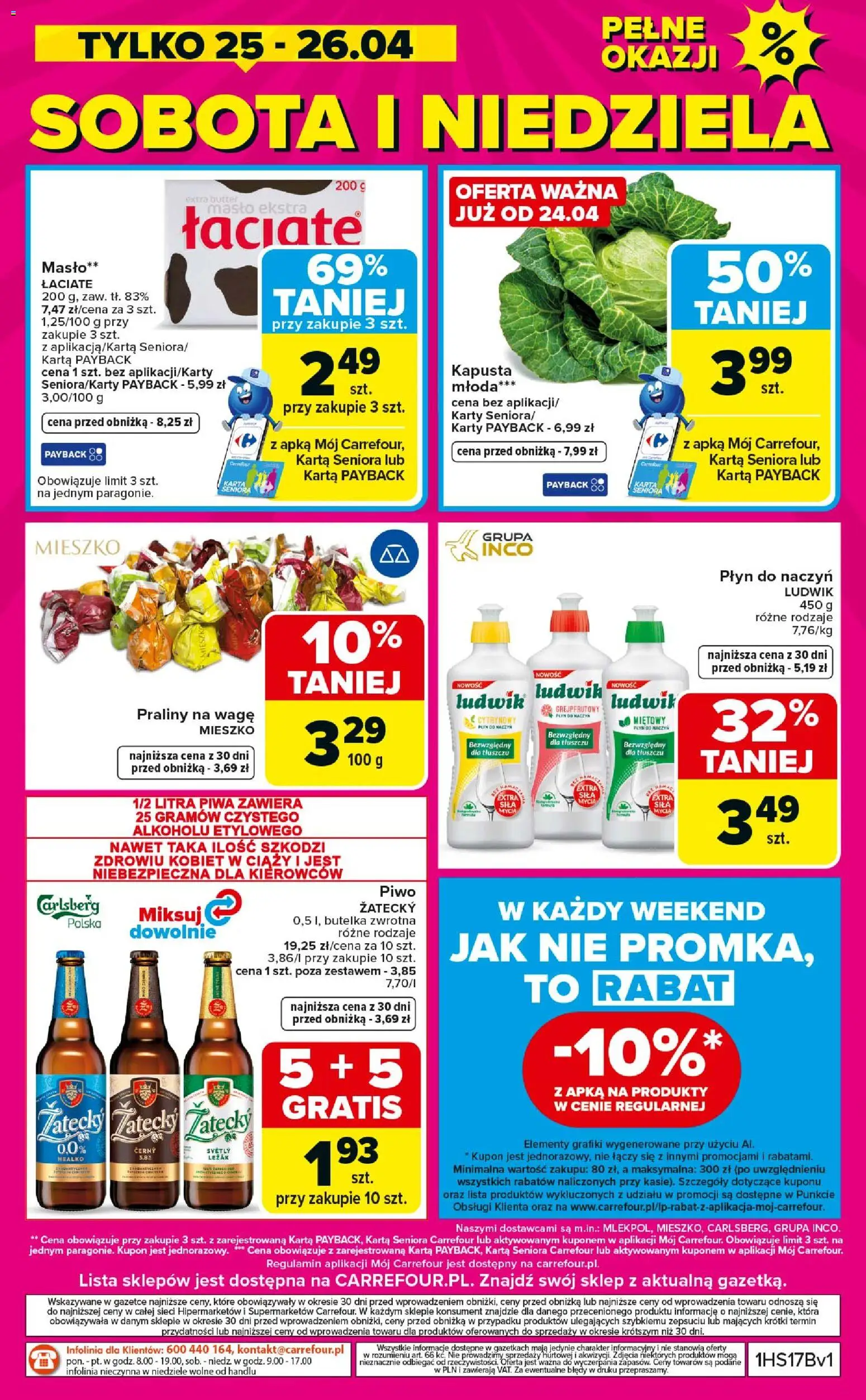 Carrefour gazetka - Weekend okazji od 23.04.2026 | Strona: 8 | Produkty: Kapusta, Praliny, Leżak, Masło