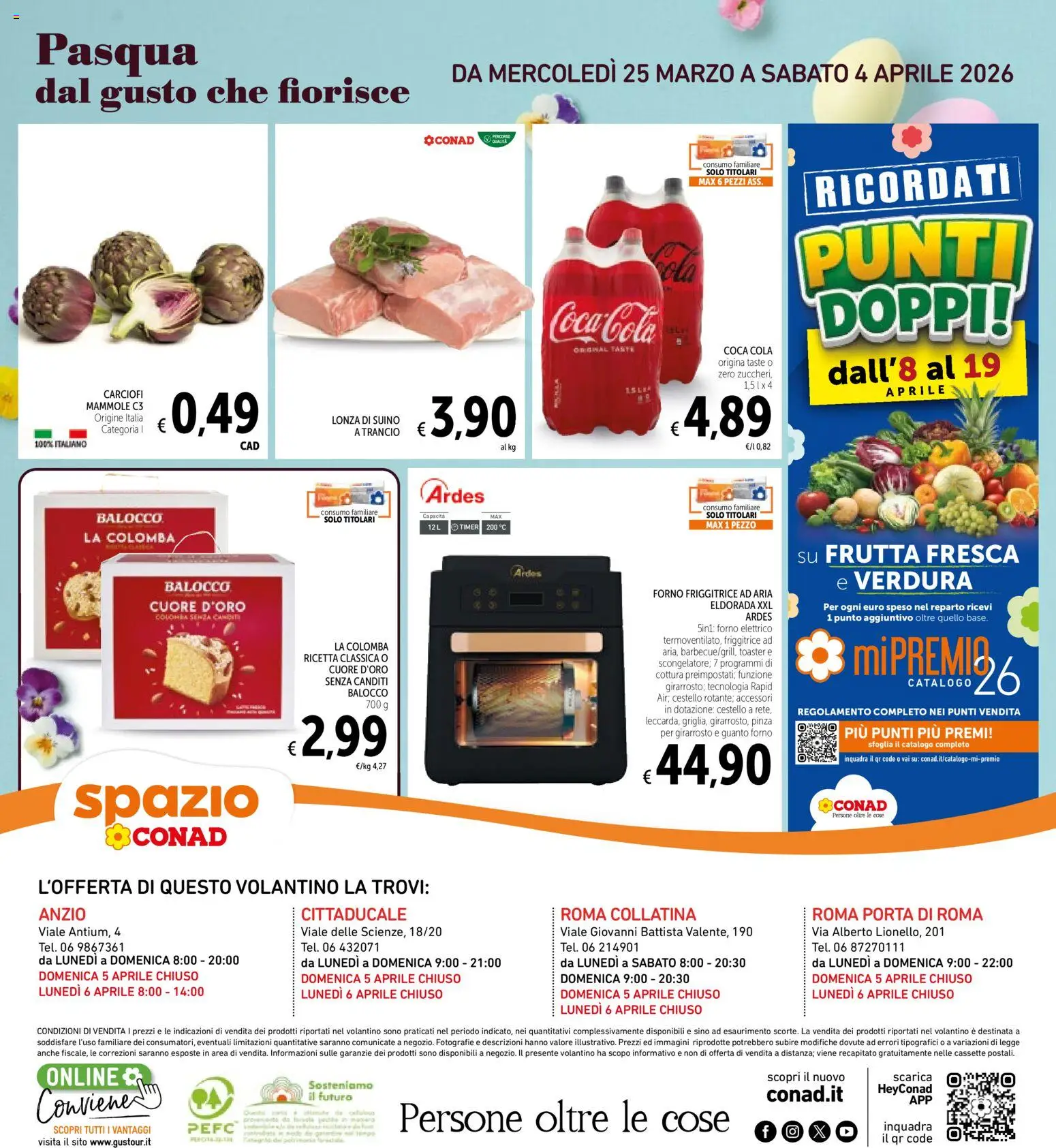Volantino Spazio Conad del 25.03.2026 | Pagina: 40 | Prodotti: Frutta, Carciofi, Forno, Forno elettrico