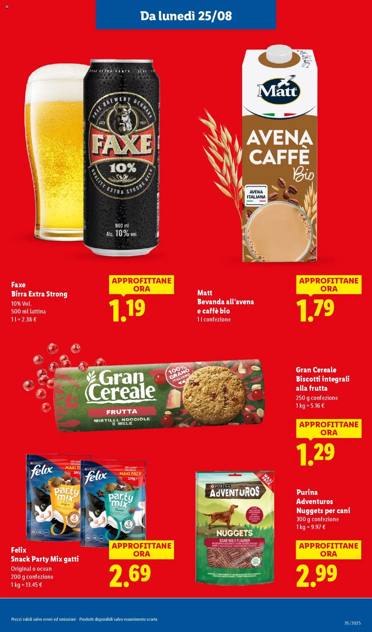 Volantino Lidl del 25.08.2025 | Pagina: 17 | Prodotti: Biscotti, Nuggets, Frutta, Nocciole