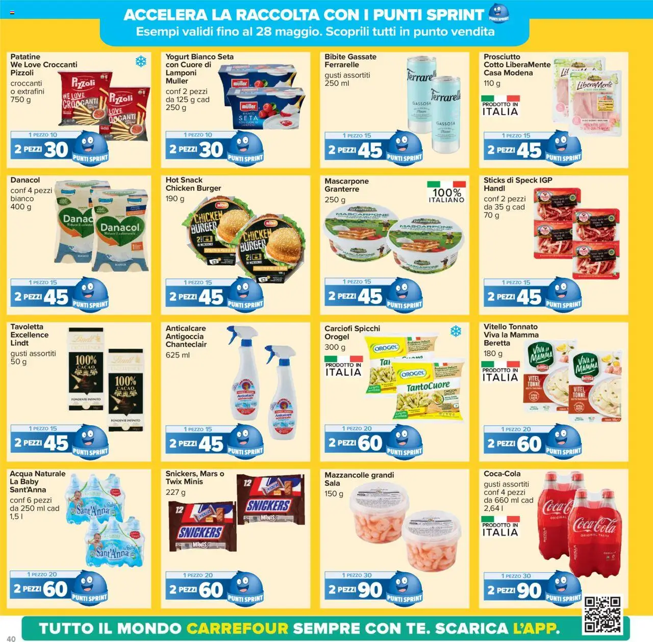 Volantino Carrefour del 05.05.2025 | Pagina: 40 | Prodotti: Patatine, Carciofi, Acqua naturale, Vitello