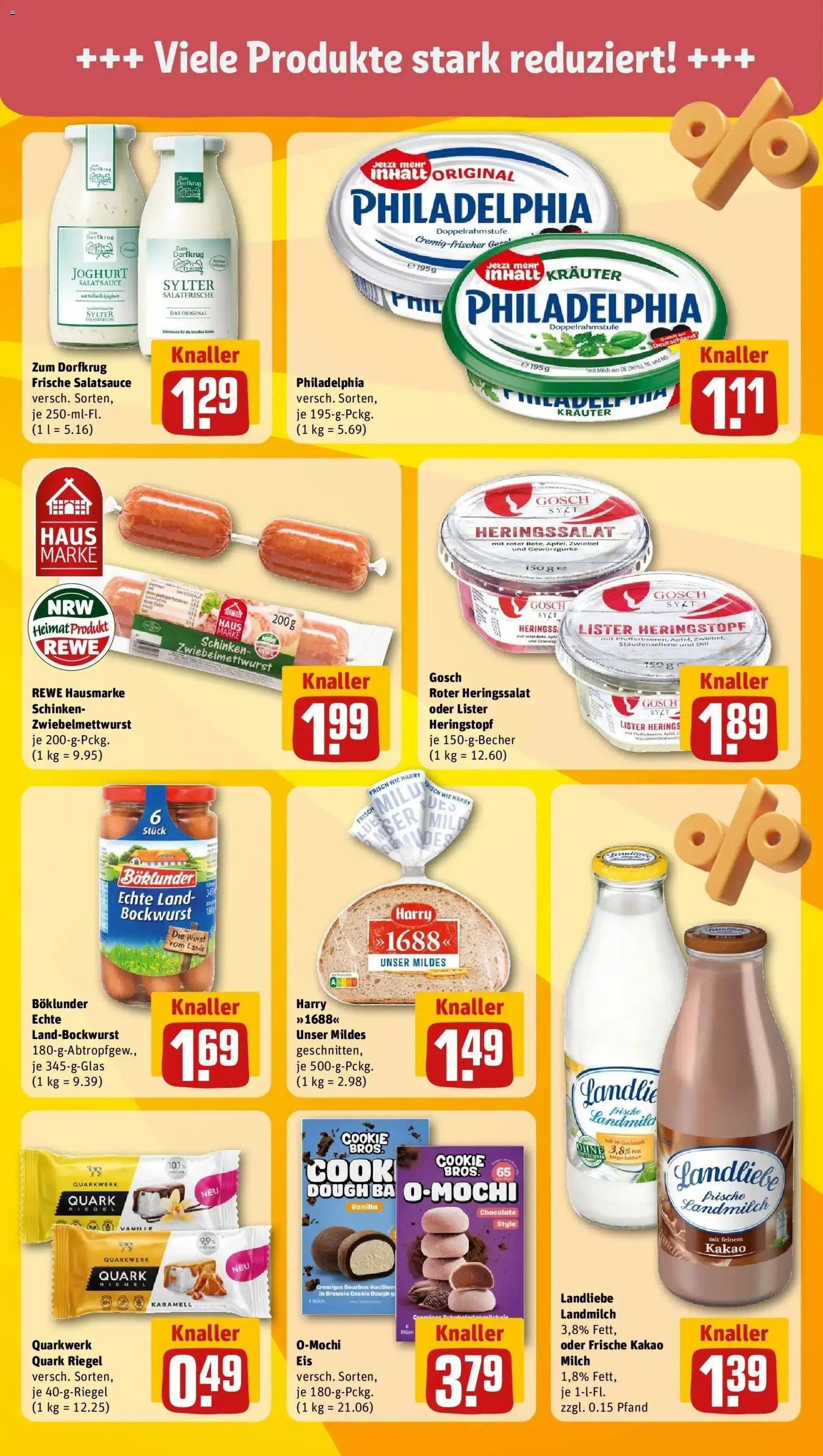 Rewe Prospekt Essen	 – gültig ab 13.04.2026 | Seite: 15 | Produkte: Milch, Wurst, Bourbon, Mochi