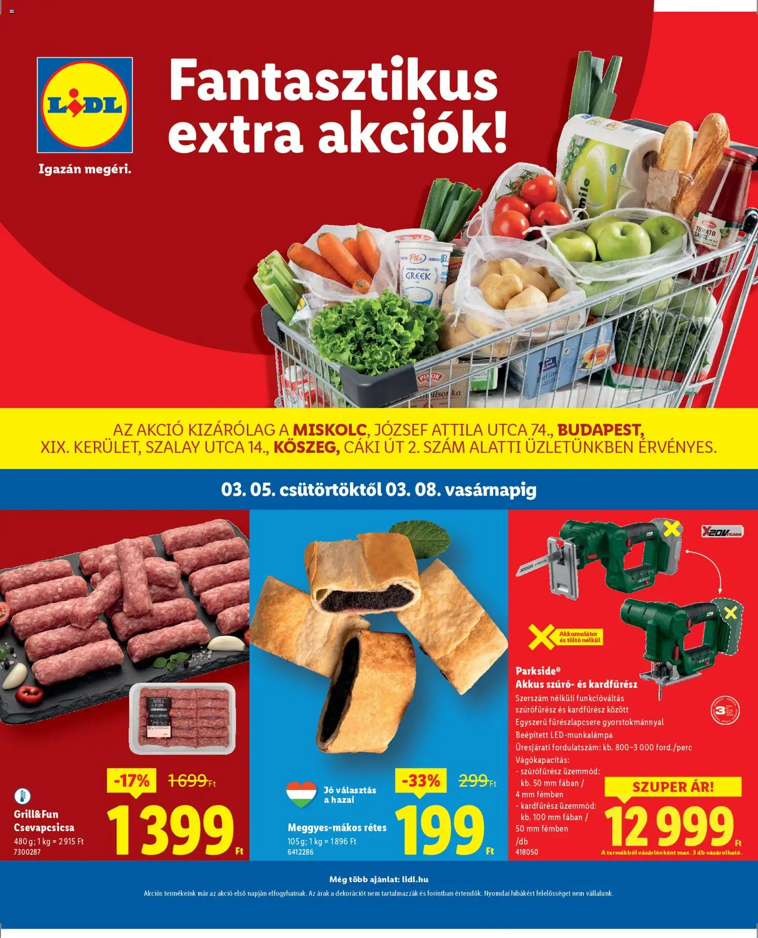 Lidl akciós ujság - amely érvényes a következő dátumtól: 05.03.2026 | Oldal: 1 | Termékek: Parkside, Szúrófűrész, Grill, Akkumulátor