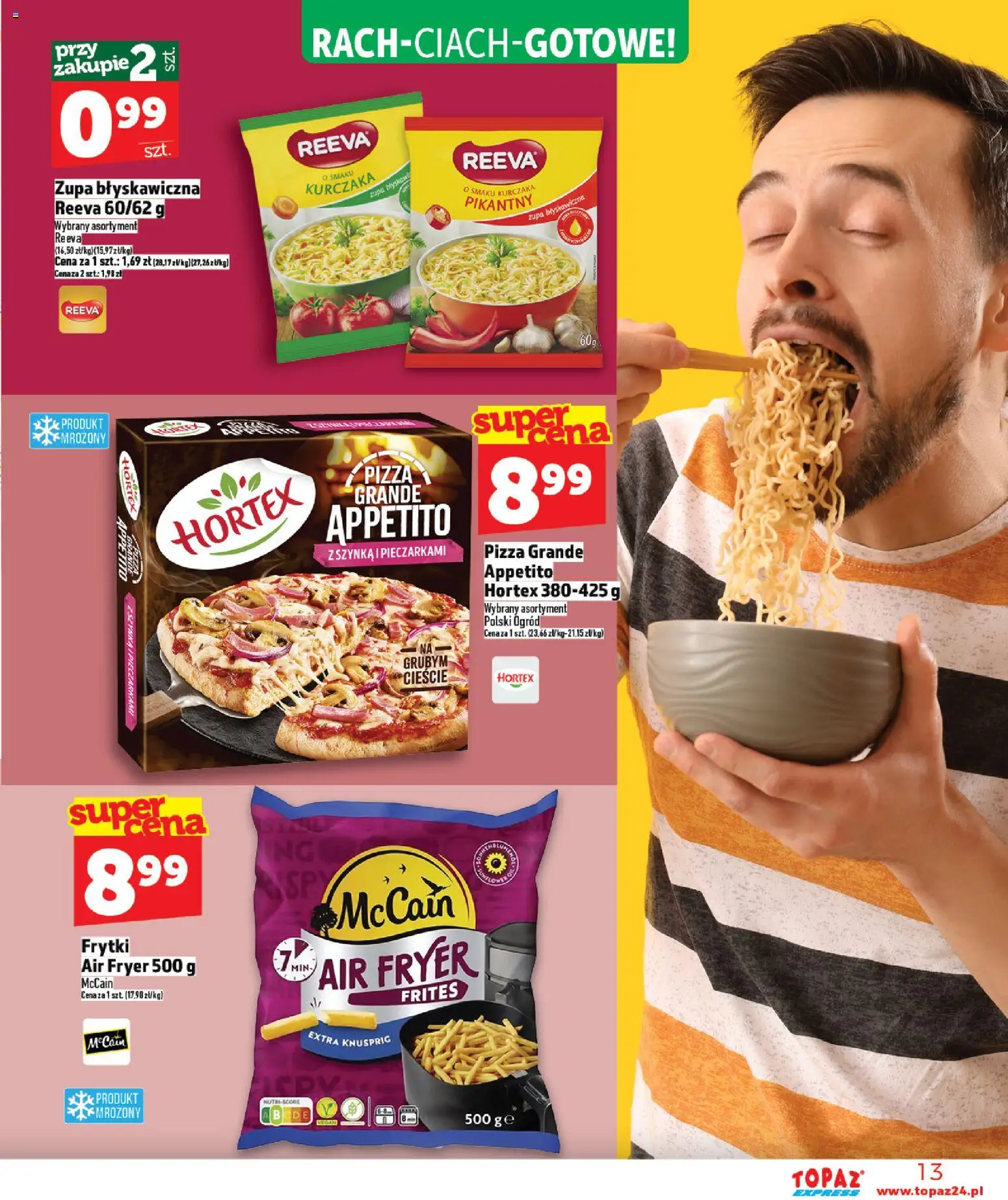 Topaz Gazetka - Express od 26.02.2026 | Strona: 13 | Produkty: Kurczak, Szynka, Zupa, Frytki