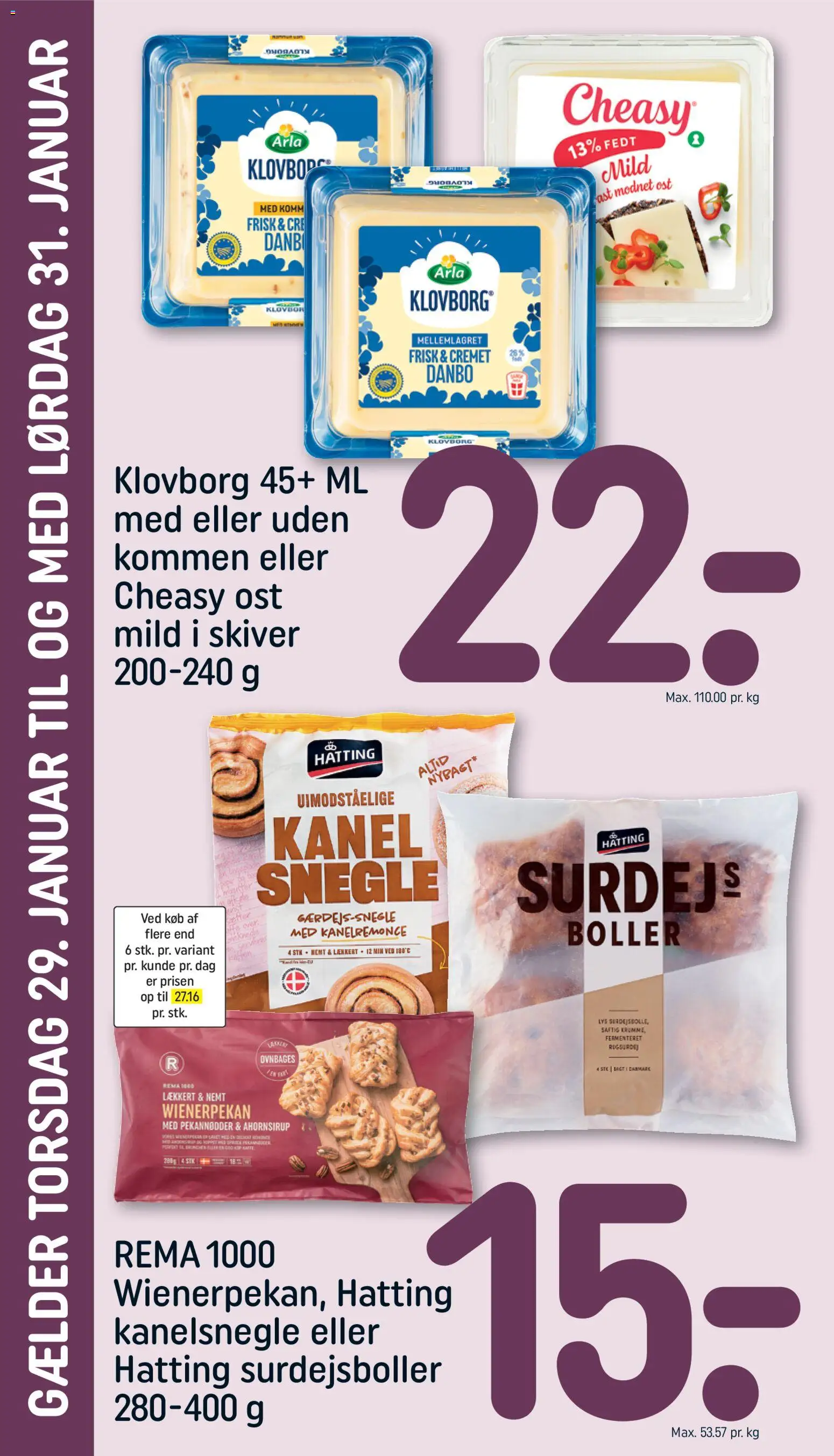 Rema 1000 tilbudsavis – gyldig fra 29.01.2026 | Side: 4 | Produkter: Kanelsnegle, Ost, Kanel
