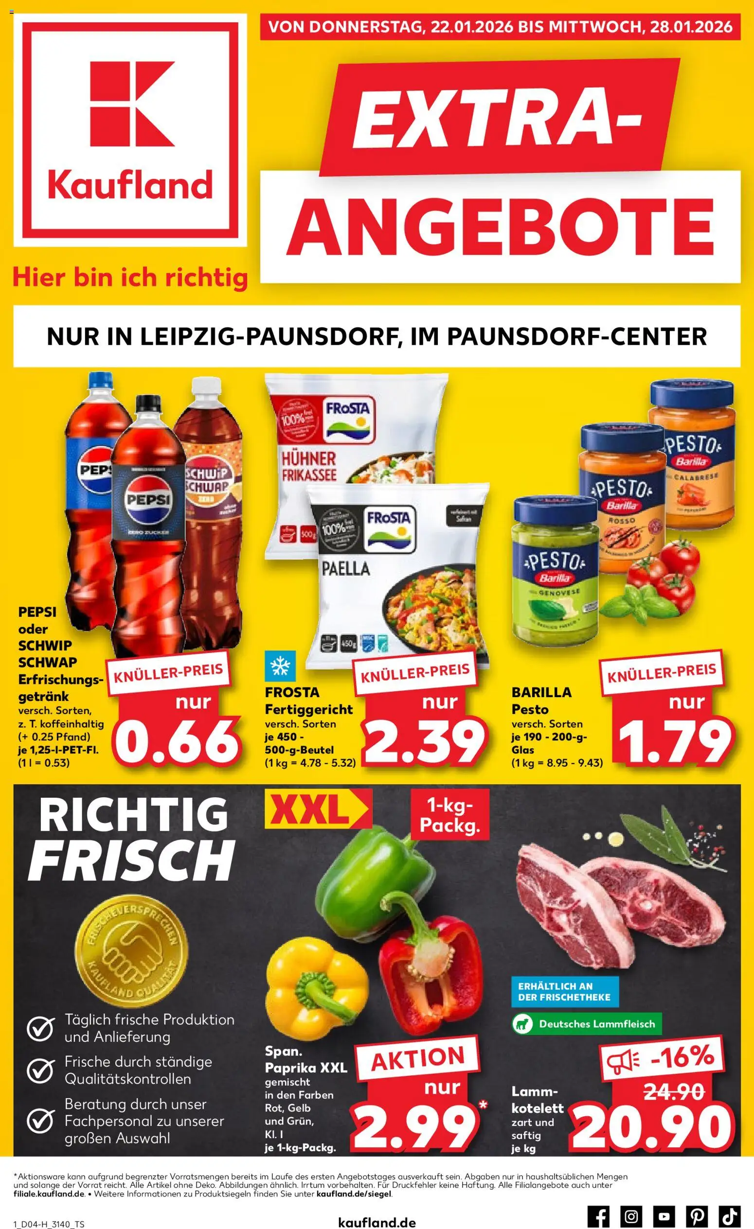Kaufland prospekt Leipzig	 – gültig ab 22.01.2026 | Seite: 1 | Produkte: Barilla, Barilla pesto, Paprika, Pepsi
