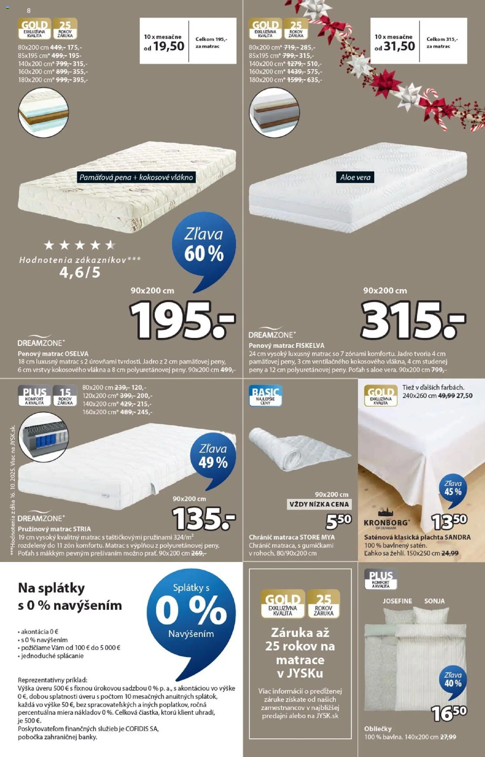 Nové JYSK akcie – leták je platný od 10.12.2025 | Strana: 8 | Produkty: Matrace, Matrac, Plachta, Obliečky