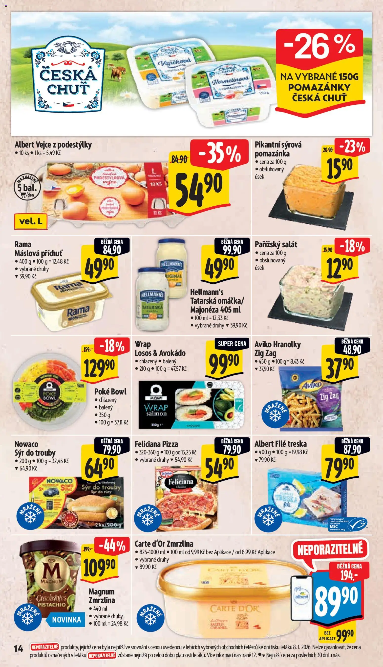 Albert leták - Supermarket od 14.01.2026 | Strana: 20 | Produkty: Vejce, Treska, Zmrzlina, Hellmann's