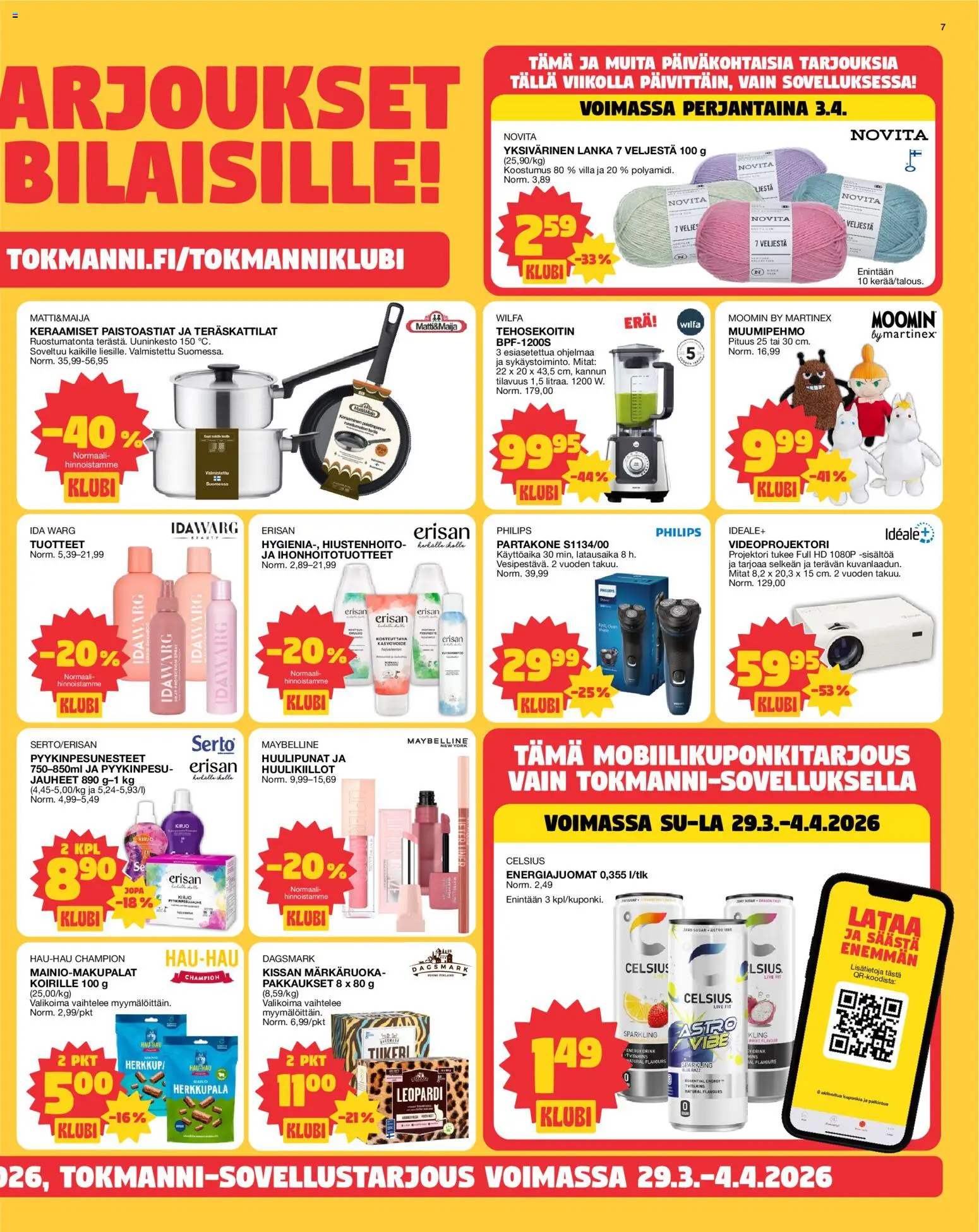 Tokmanni tarjoukset – voimassa 30.03.2026 alkaen | Sivu: 7 | Tuotteet: Partakone, Tehosekoitin, Video