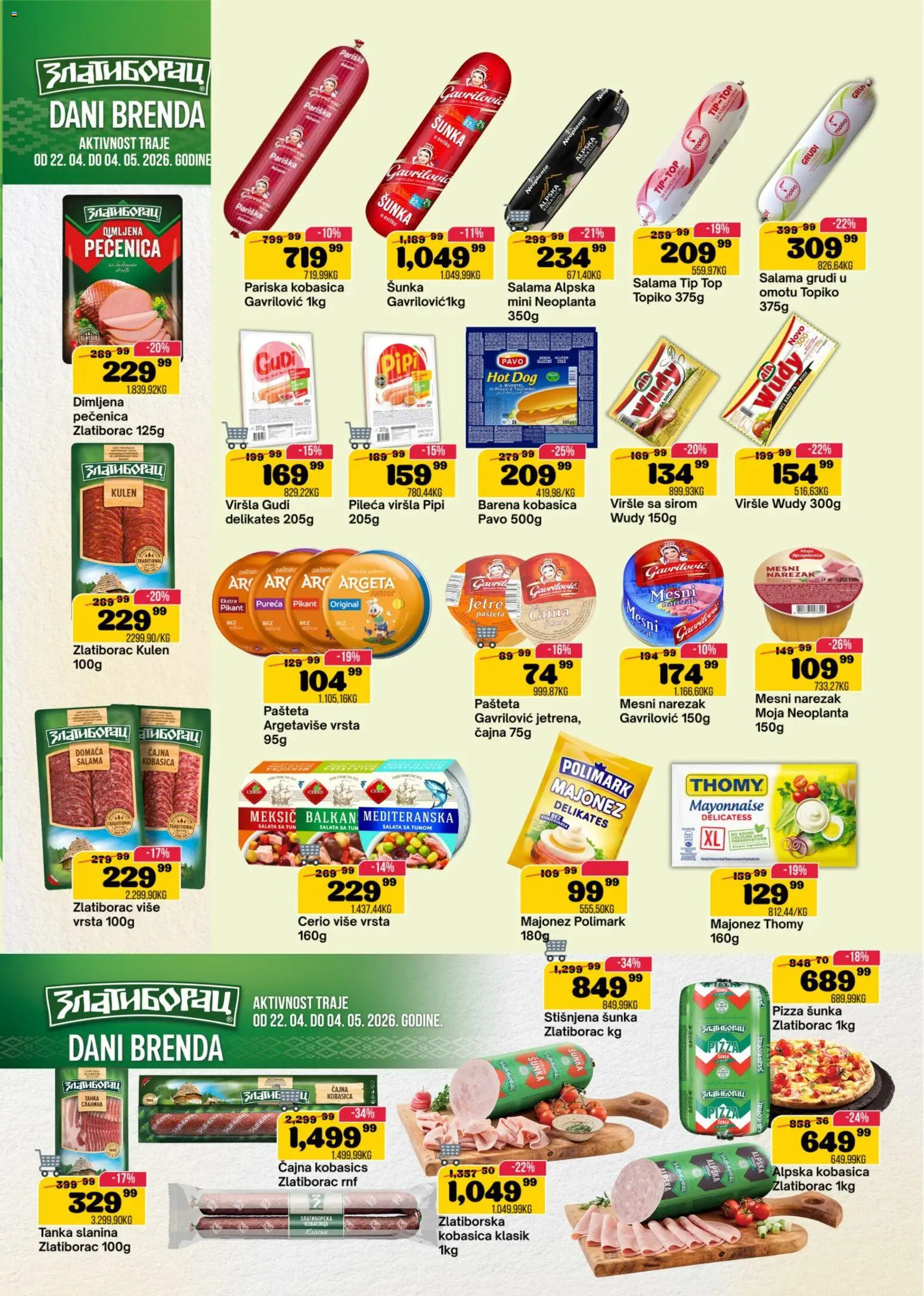 Senta Promet katalog - važi od 22.04.2026 | Strana: 6 | Proizvode: Salata, Hot dog, Pizza šunka, Pečenica