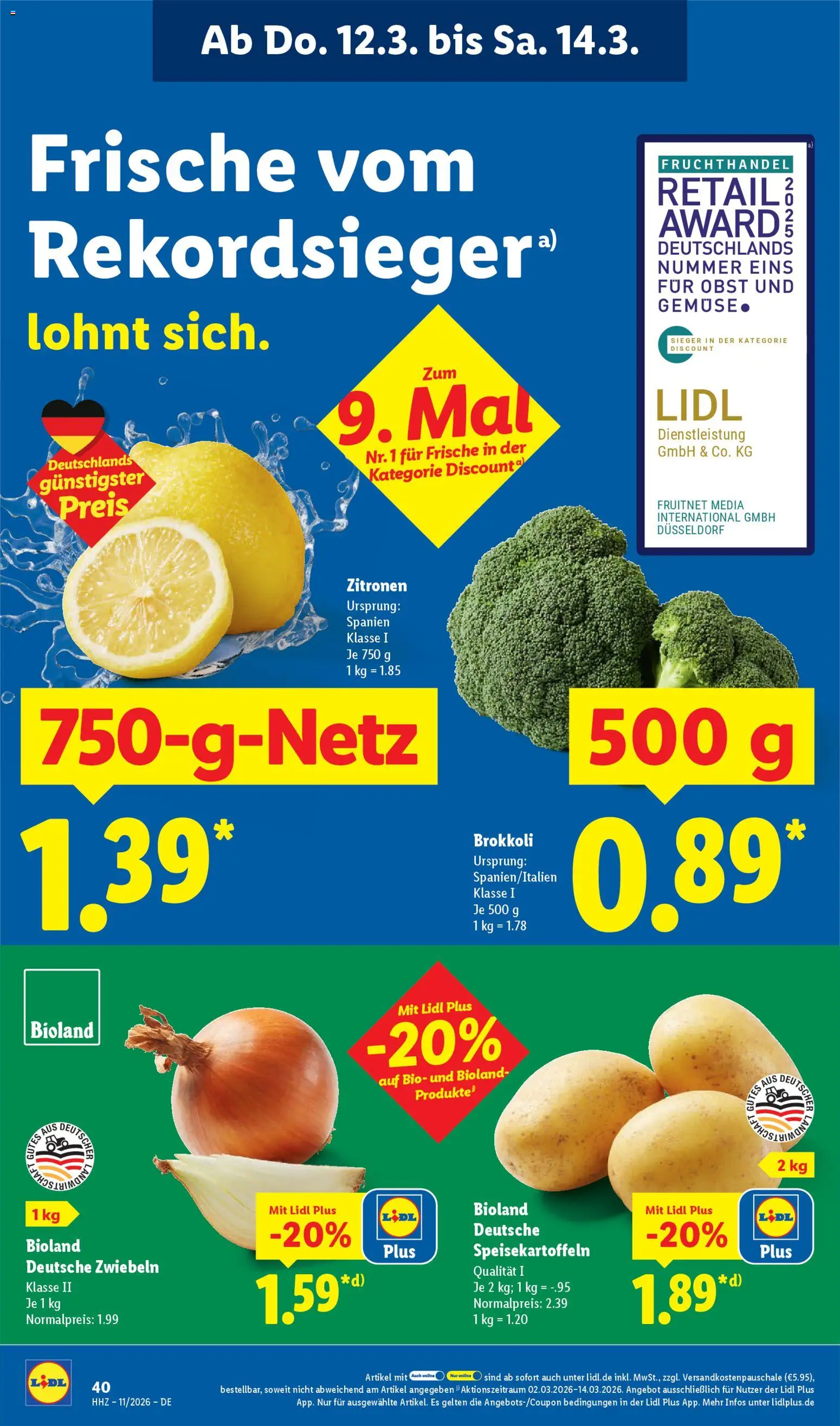 Lidl Prospekt Zossen – gültig ab 09.03.2026 | Seite: 62 | Produkte: Zwiebeln, Gemüse, Obst, Brokkoli