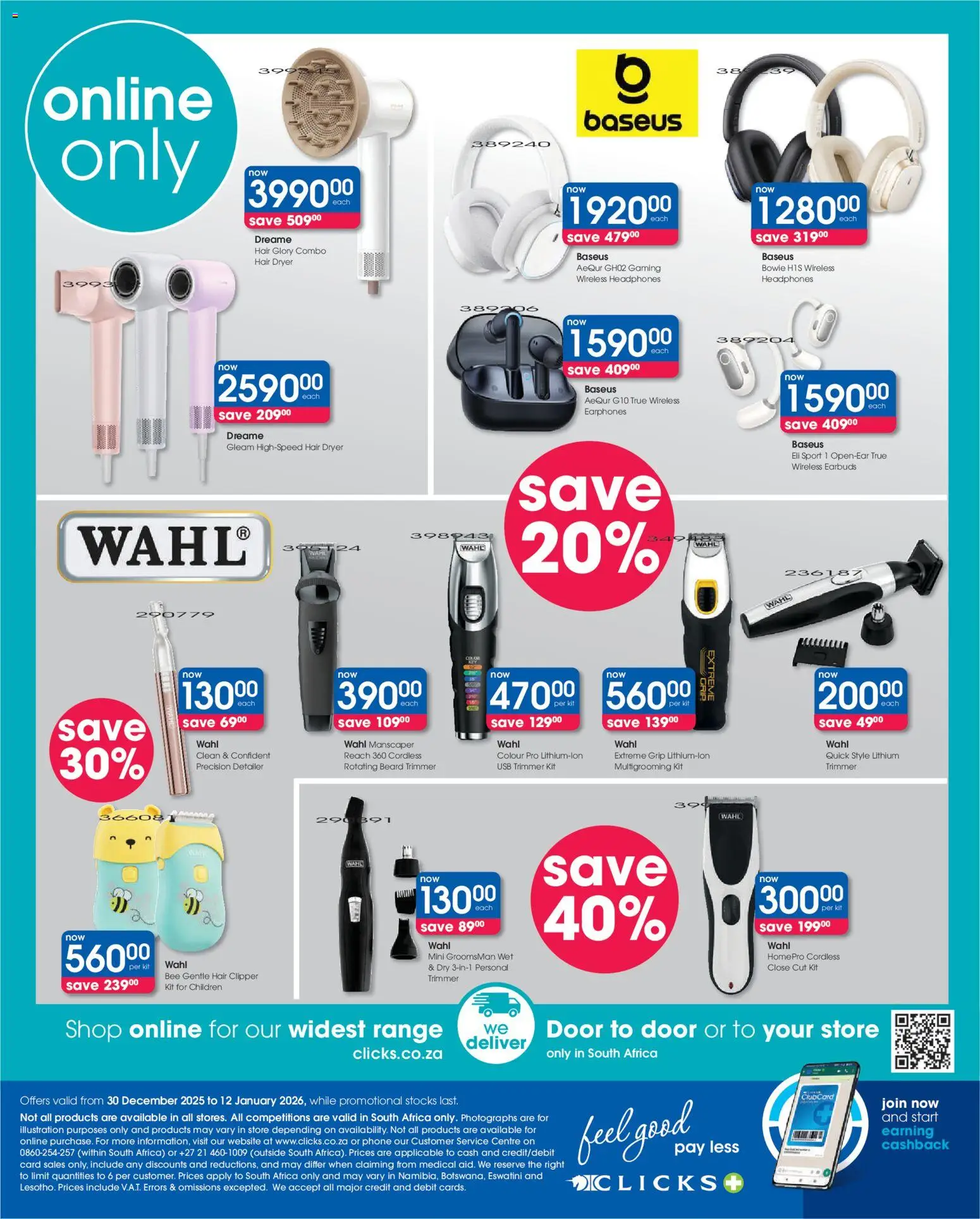 New Clicks catalogue – valid from 13.01.2026 | Page: 48 | Products: Phone, Earbuds, Dryer, Hair dryer