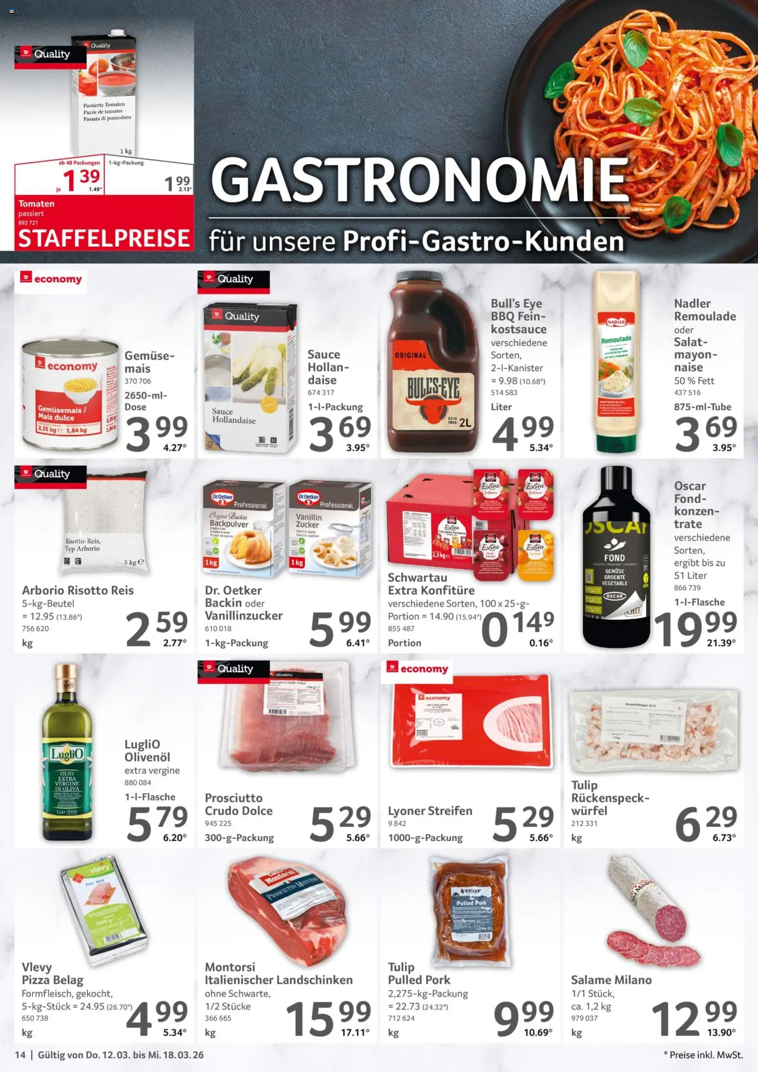Selgros Prospekt 	 – gültig ab 12.03.2026 | Seite: 14 | Produkte: Olivenol, Pizza, Reis, Salat