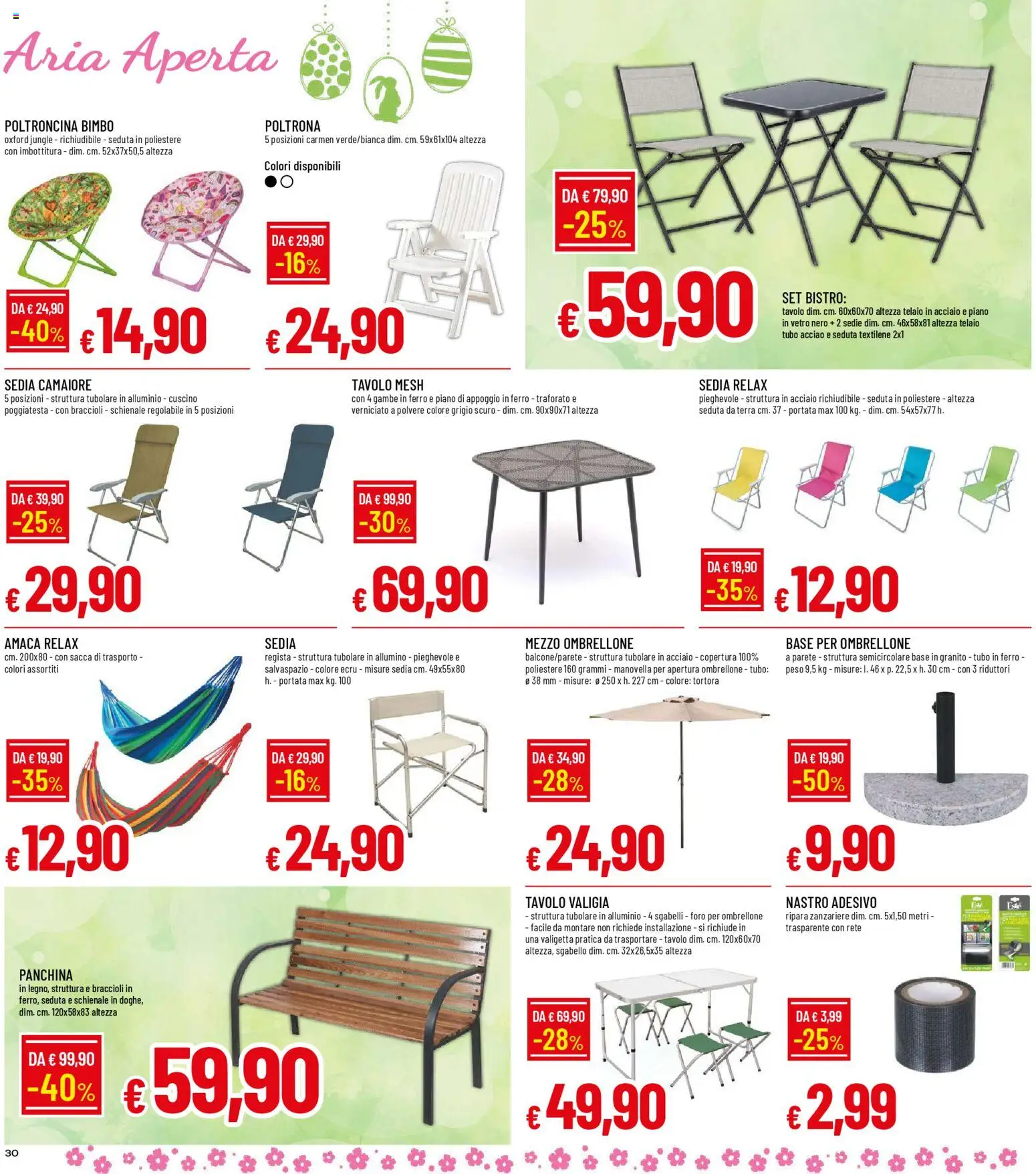Volantino Galassia del 26.03.2026 | Pagina: 30 | Prodotti: Braccioli, Panchina, Sgabello, Alluminio