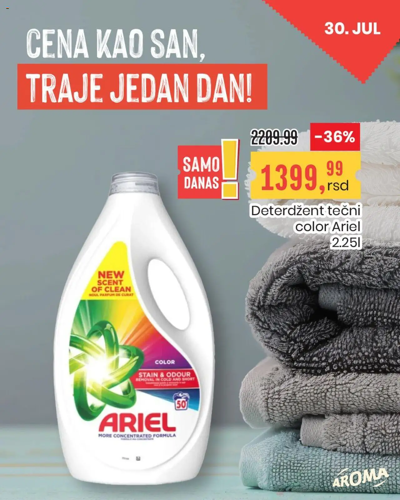 Aroma Market katalog - važi od 30.07.2025 | Strana: 1 | Proizvode: Deterdžent, Ariel