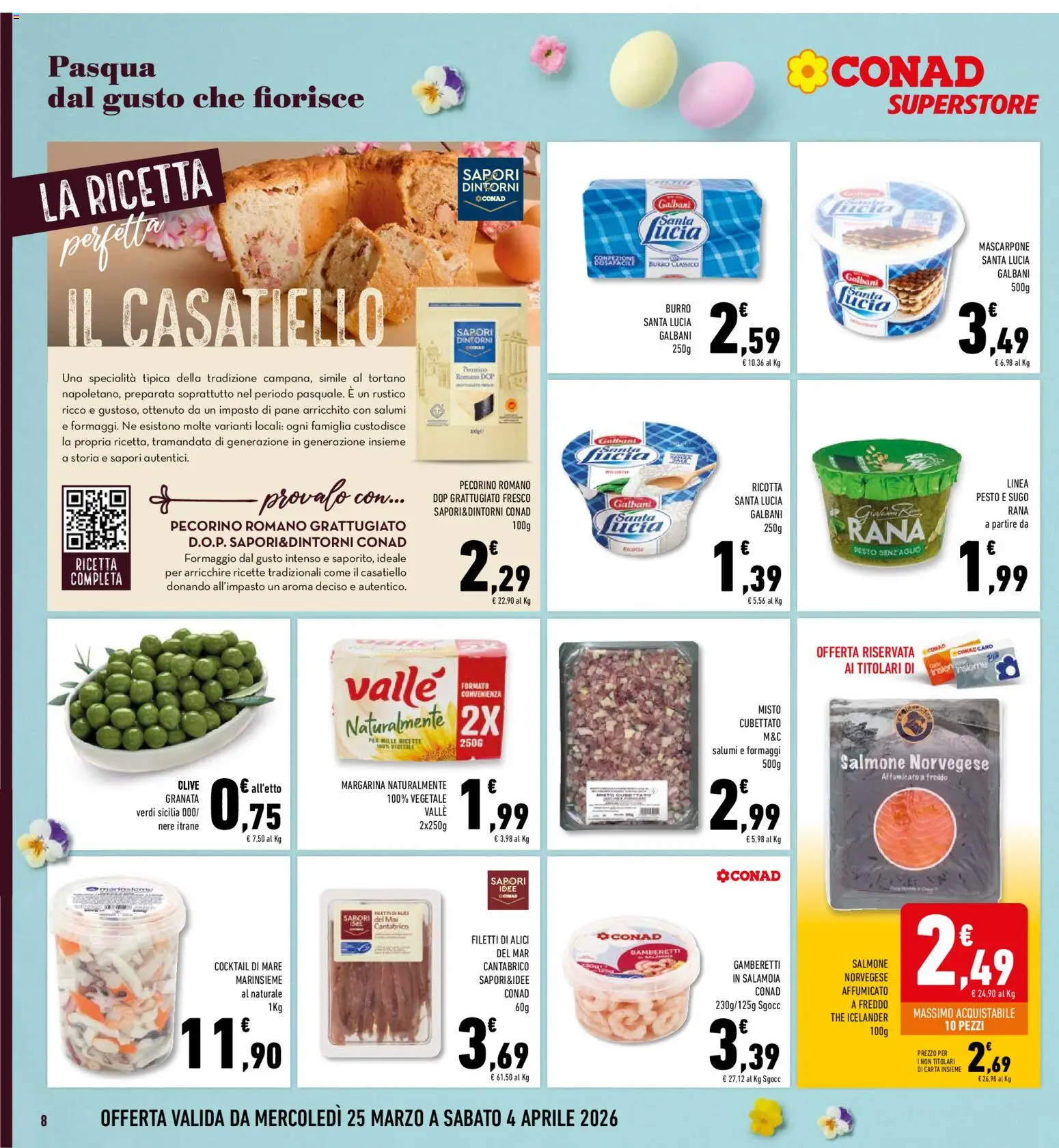 Volantino Conad del 25.03.2026 | Pagina: 8 | Prodotti: Salmone, Formaggio, Alici, Gamberetti