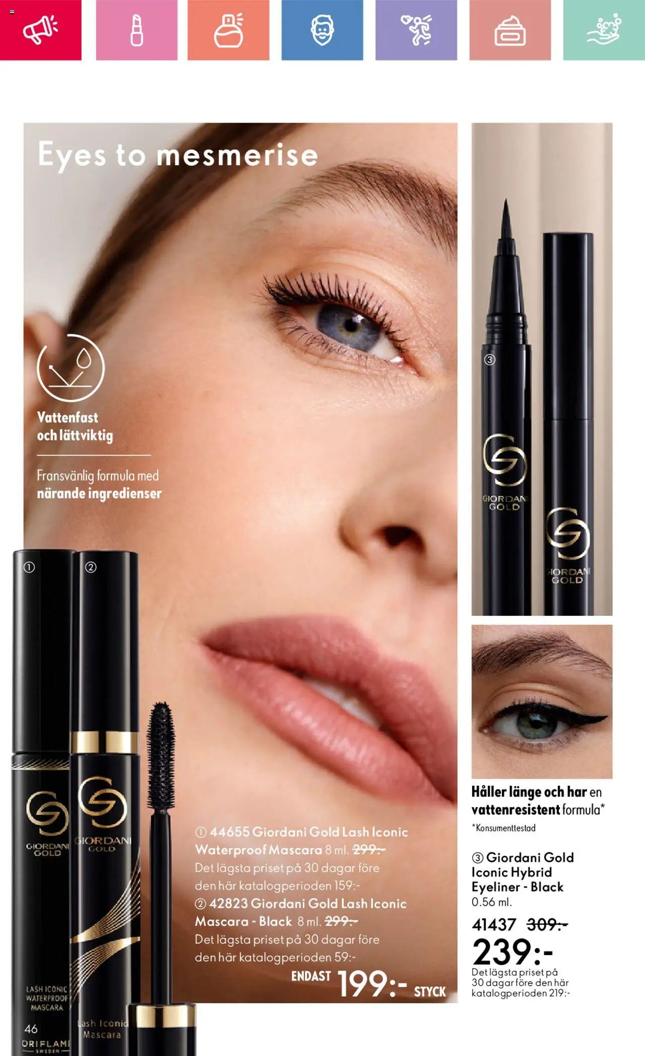 Oriflame reklamblad aktuell från 01.06.2025 | Sida: 46 | Produkter: Mascara, Eyeliner