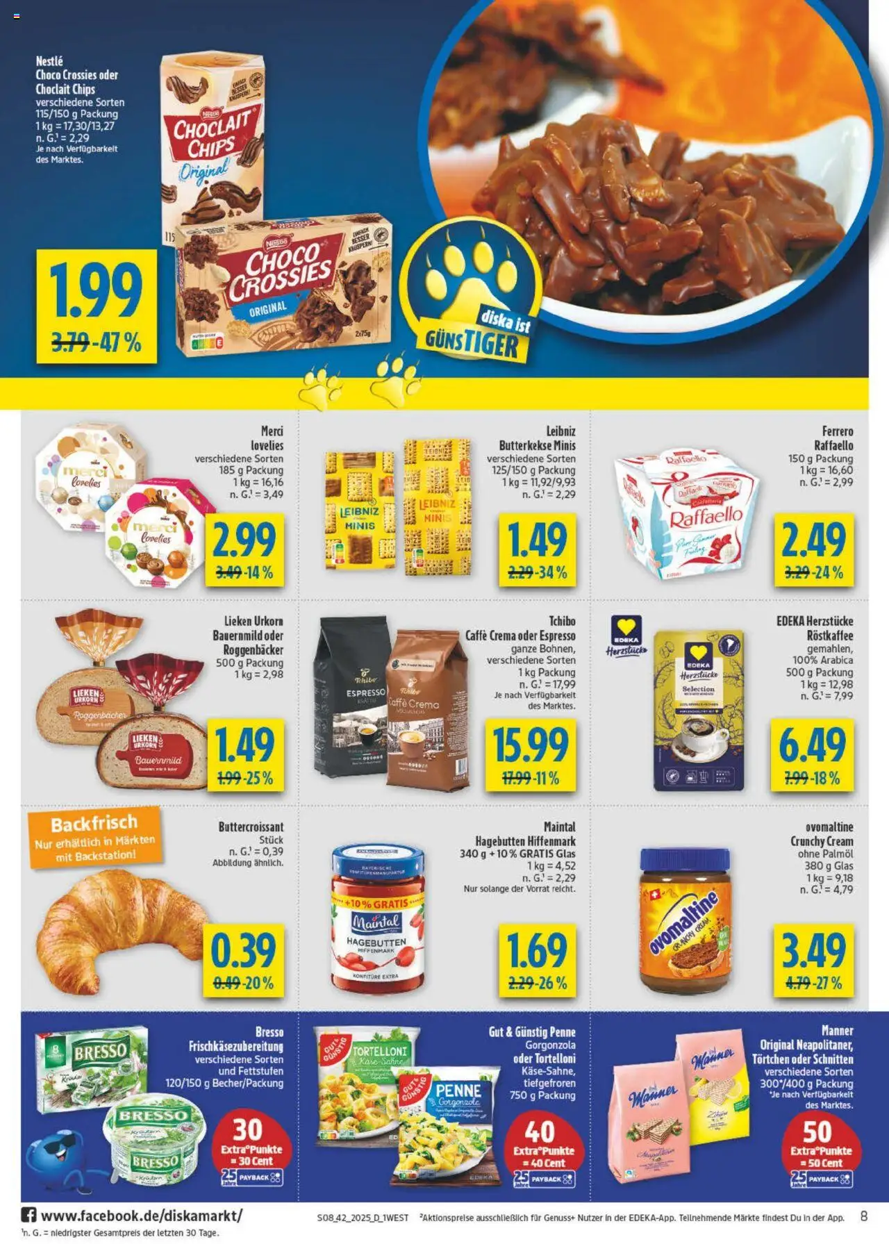 Diska - diska Angebote Bayern KW42 – gültig ab 13.10.2025 | Seite: 8 | Produkte: Raffaello, Ovomaltine, Bresso, Chips