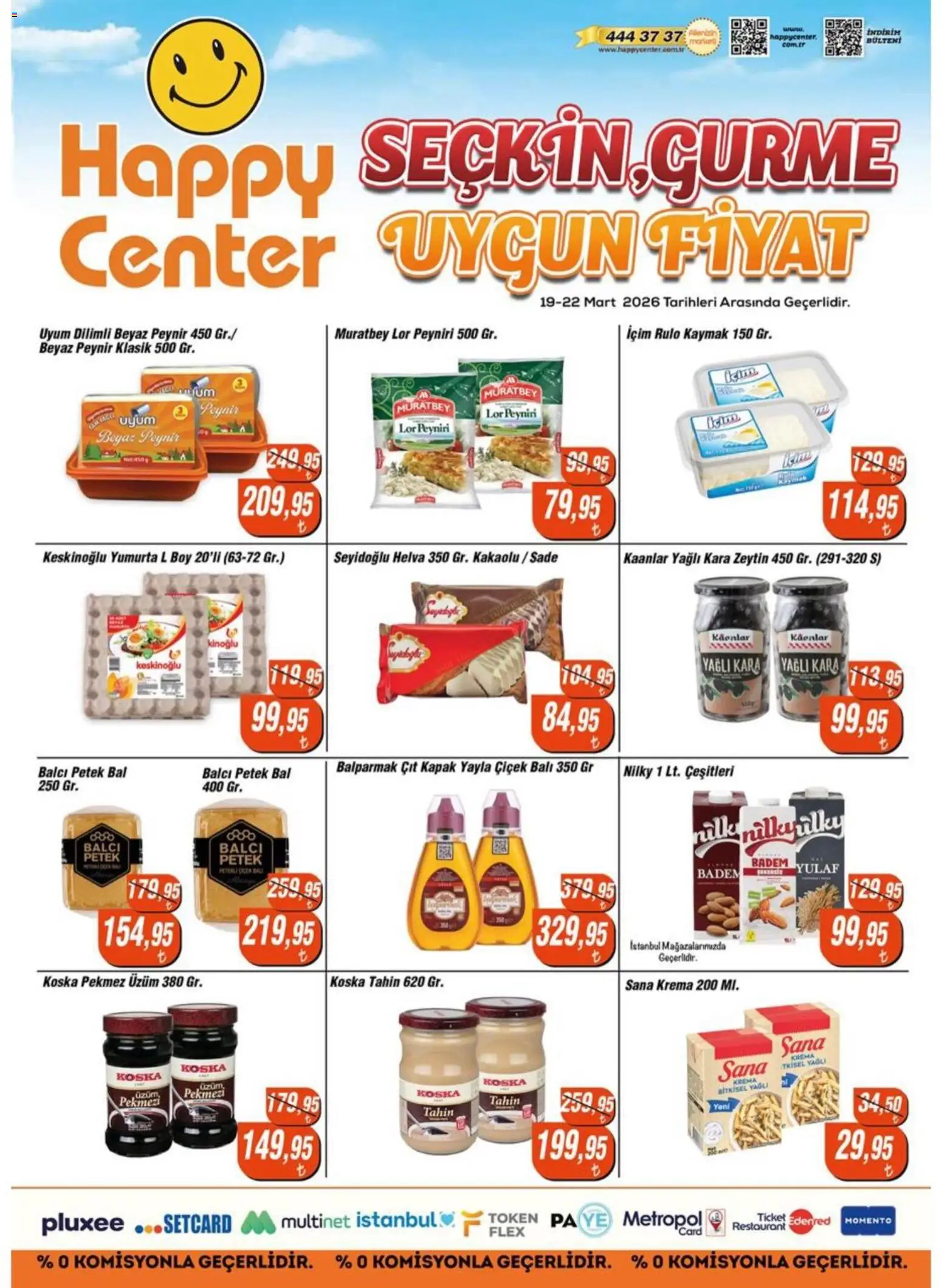 Happy Center İndirim - 19.03.2026 tarihinden itibaren geçerlidir | Sayfa: 1 | Ürünler: Peynir, Krema, Yulaf, Zeytin