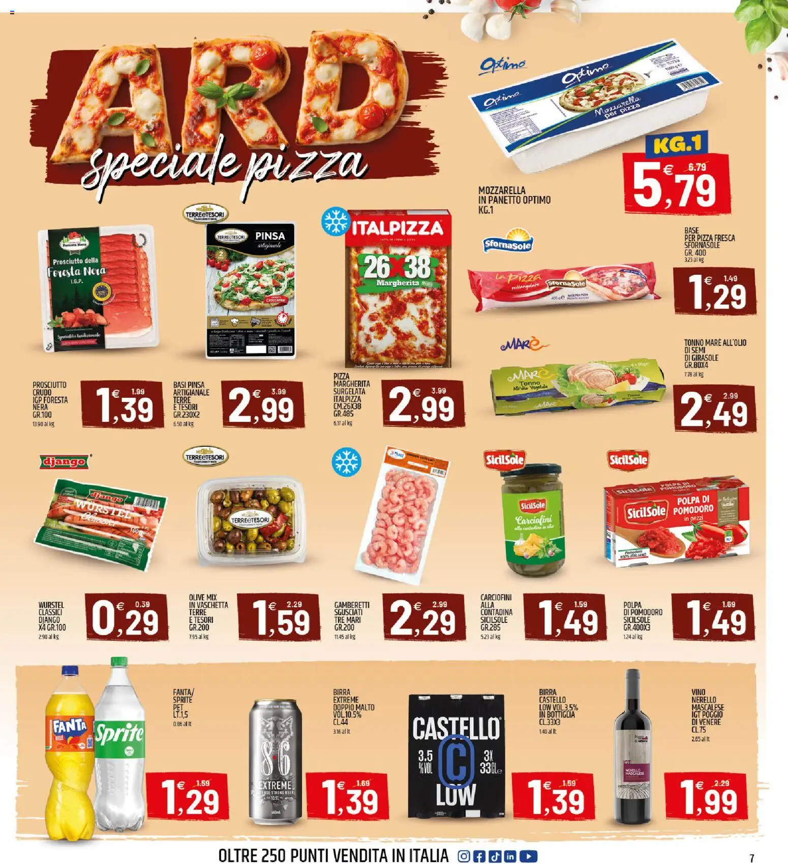Volantino ARD Discount del 12.01.2026 | Pagina: 7 | Prodotti: Mozzarella, Wurstel, Fanta, Gamberetti