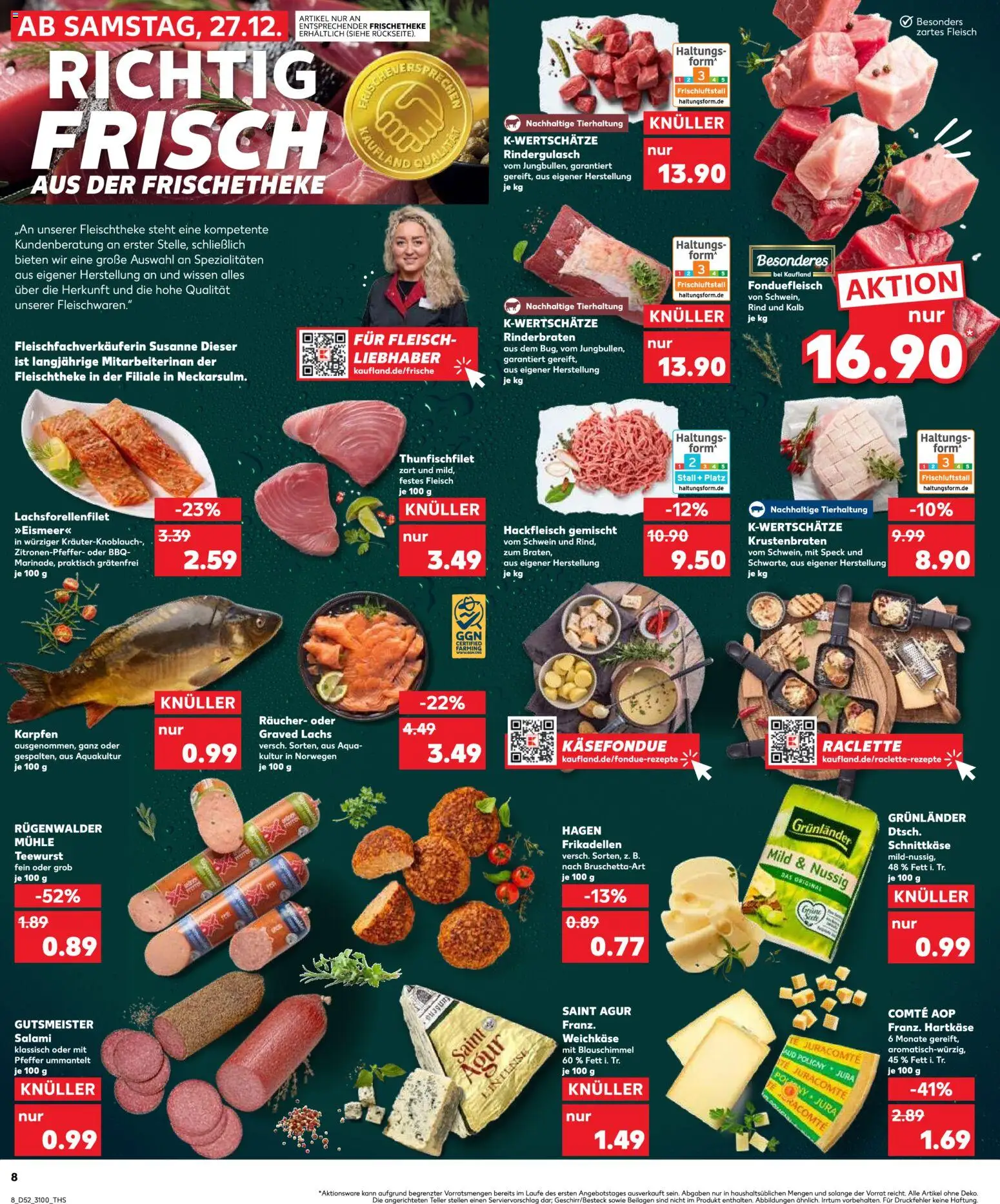 Kaufland prospekt Leipzig	 – gültig ab 27.12.2025 | Seite: 8 | Produkte: Rindergulasch, Mühle, Krustenbraten, Lachs