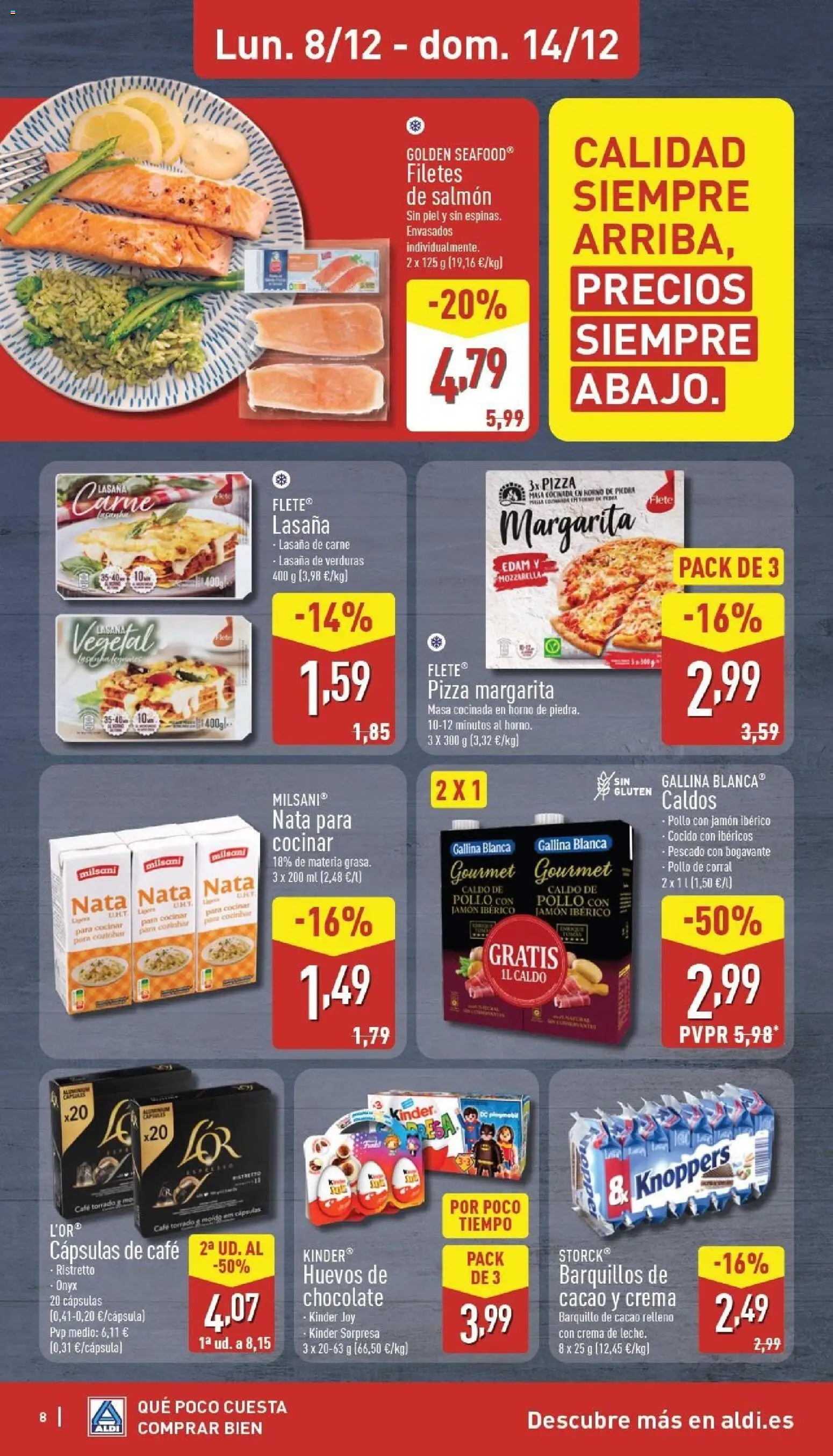 Aldi folleto Canarias │ válido desde el 08.12.2025 | Página: 8 | Productos: Πιατοθήκη, Chocolate, Pescado, Crema