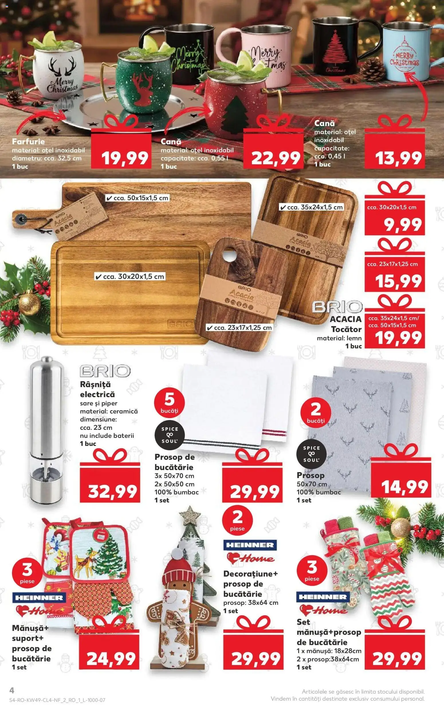 Noul catalog Kaufland – valabil de la 03.12.2025 | Pagină: 4 | Produse: Bucătărie, Baterii, Tocător, Piper