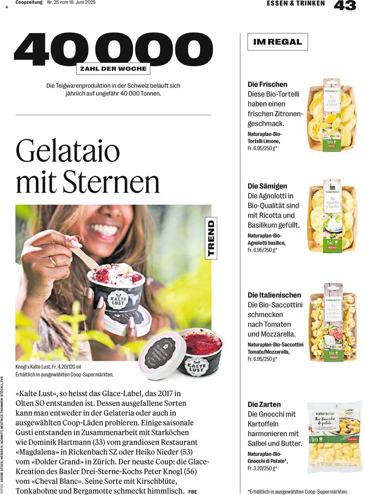 Coop Magazin ab 18.06.2025 | Seite: 43 | Produkte: Kammerjunker, Regal, Glace, Tomaten