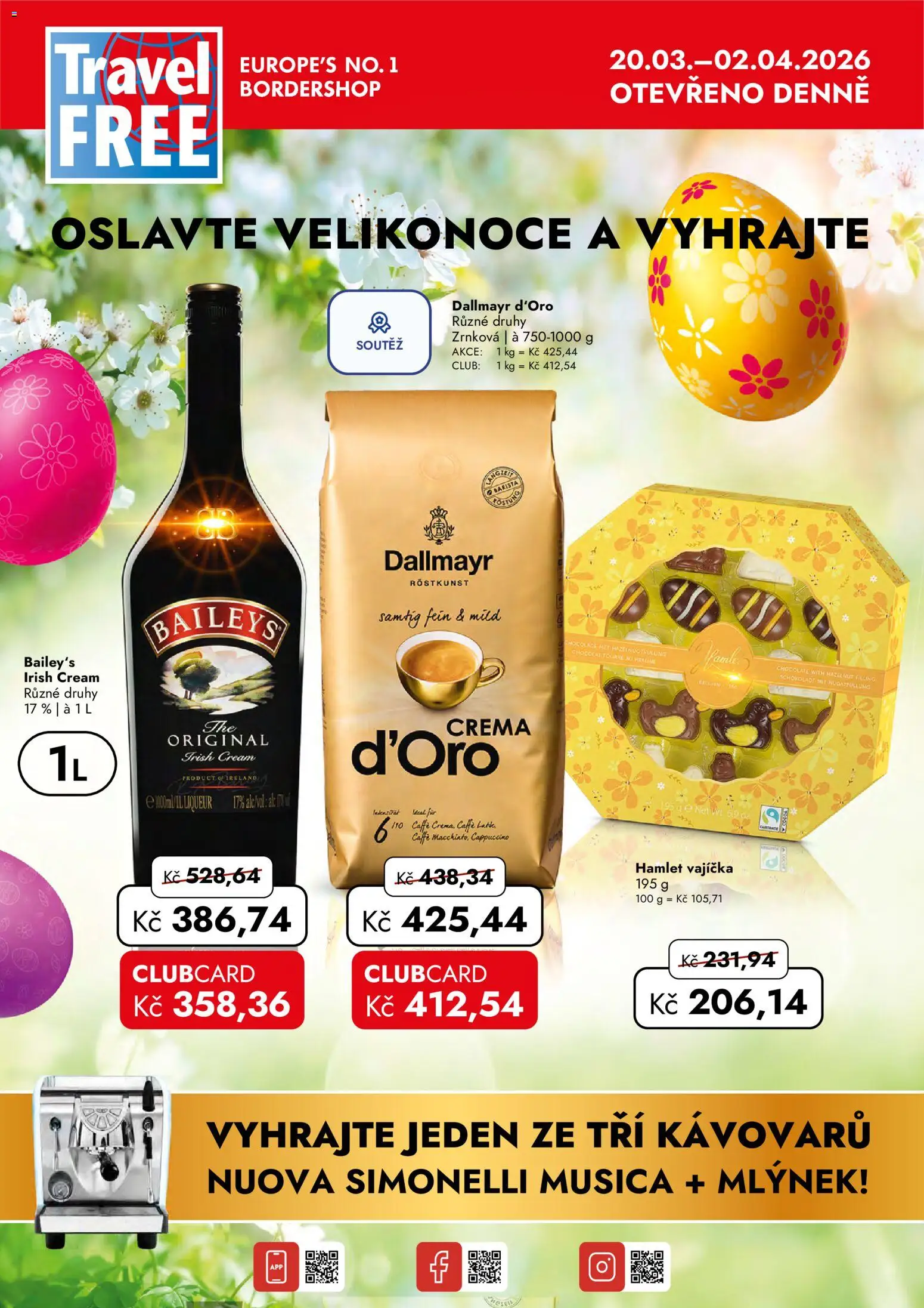 Travel Free leták od 20.03.2026 | Strana: 1 | Produkty: Vajíčka, Irish cream, Cappuccino, Baileys