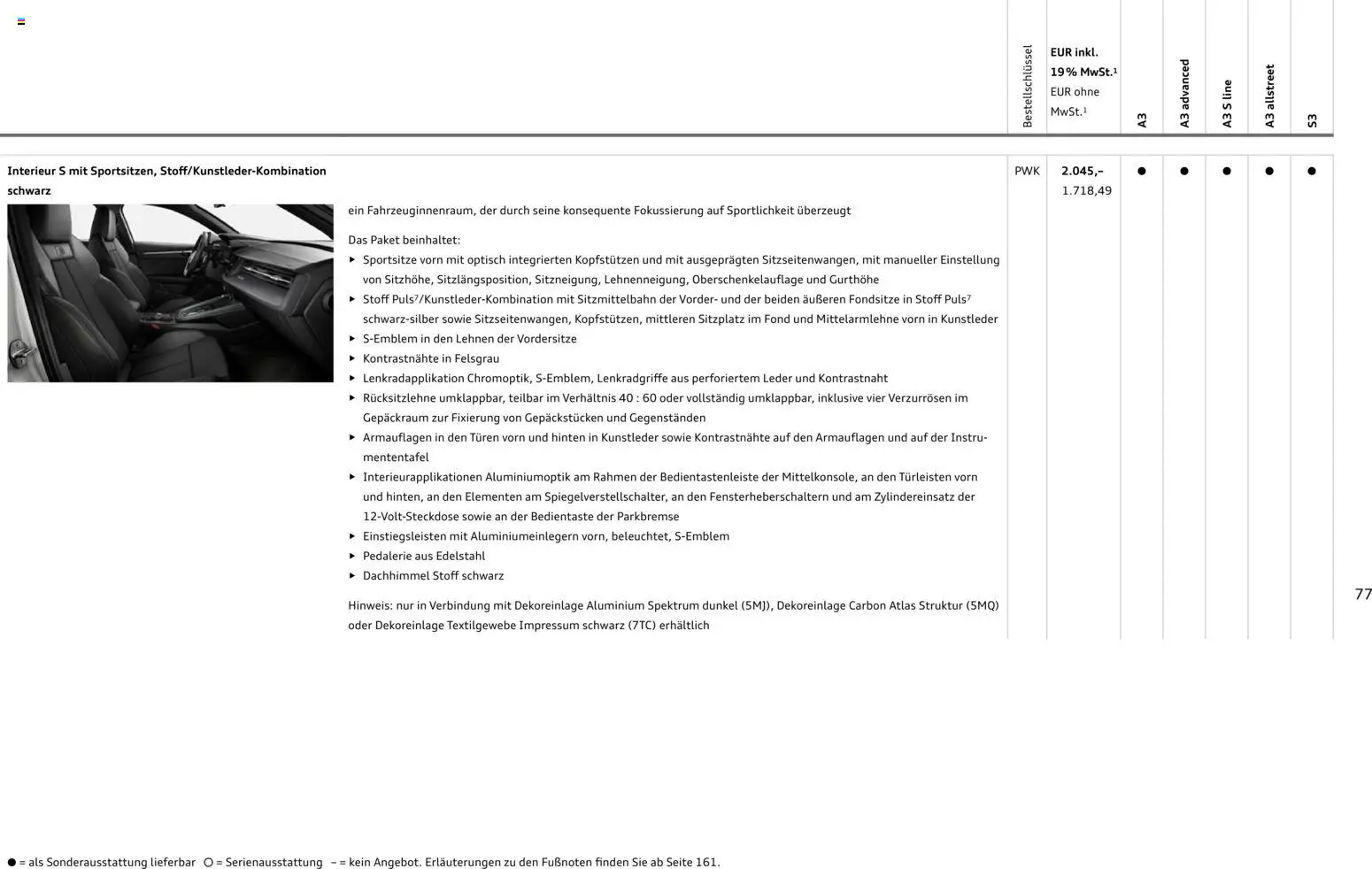 Audi A3 – gültig ab 28.10.2025 | Seite: 77
