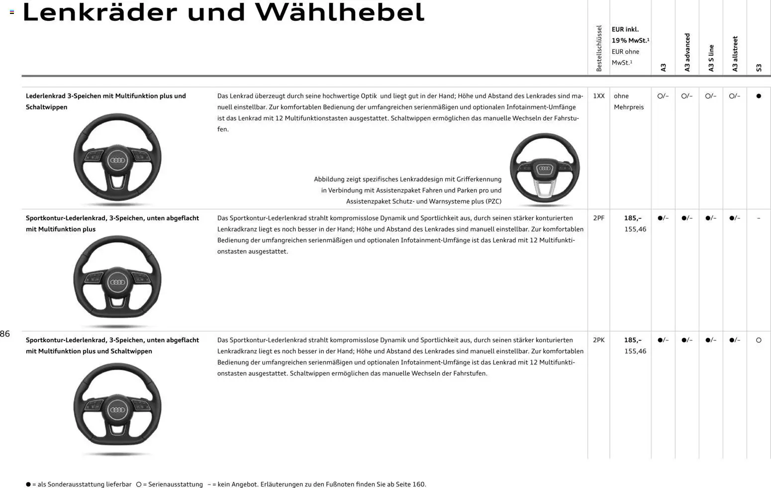 Audi A3 – gültig ab 28.10.2025 | Seite: 86