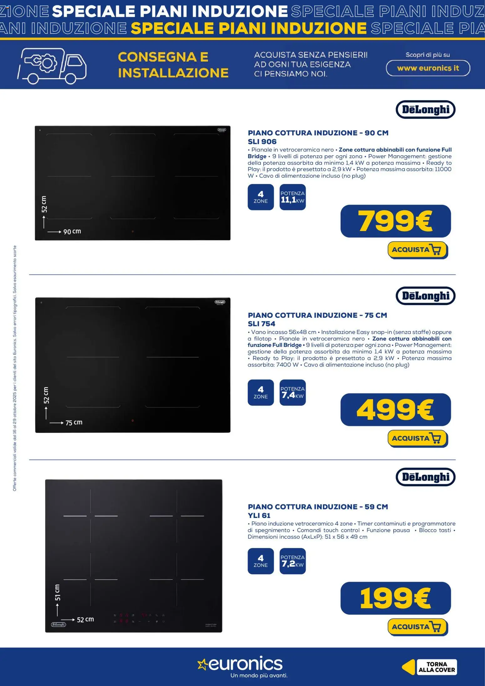 Volantino Euronics del 16.10.2025 | Pagina: 6 | Prodotti: Piano cottura, Cavo, Piano cottura induzione