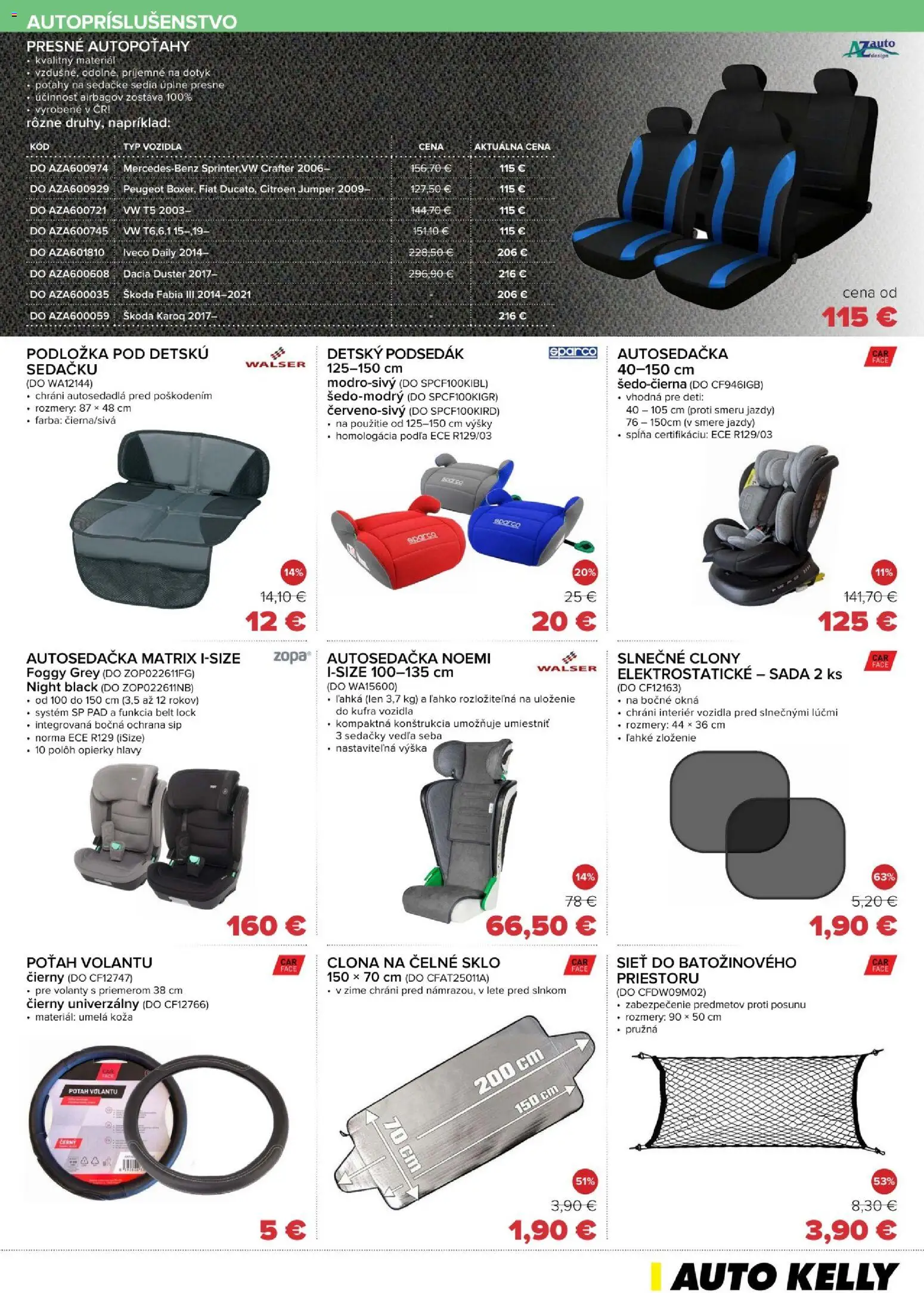 Nové Auto Kelly akcie – leták je platný od 28.04.2026 | Strana: 9 | Produkty: Sedačky, Poťahy