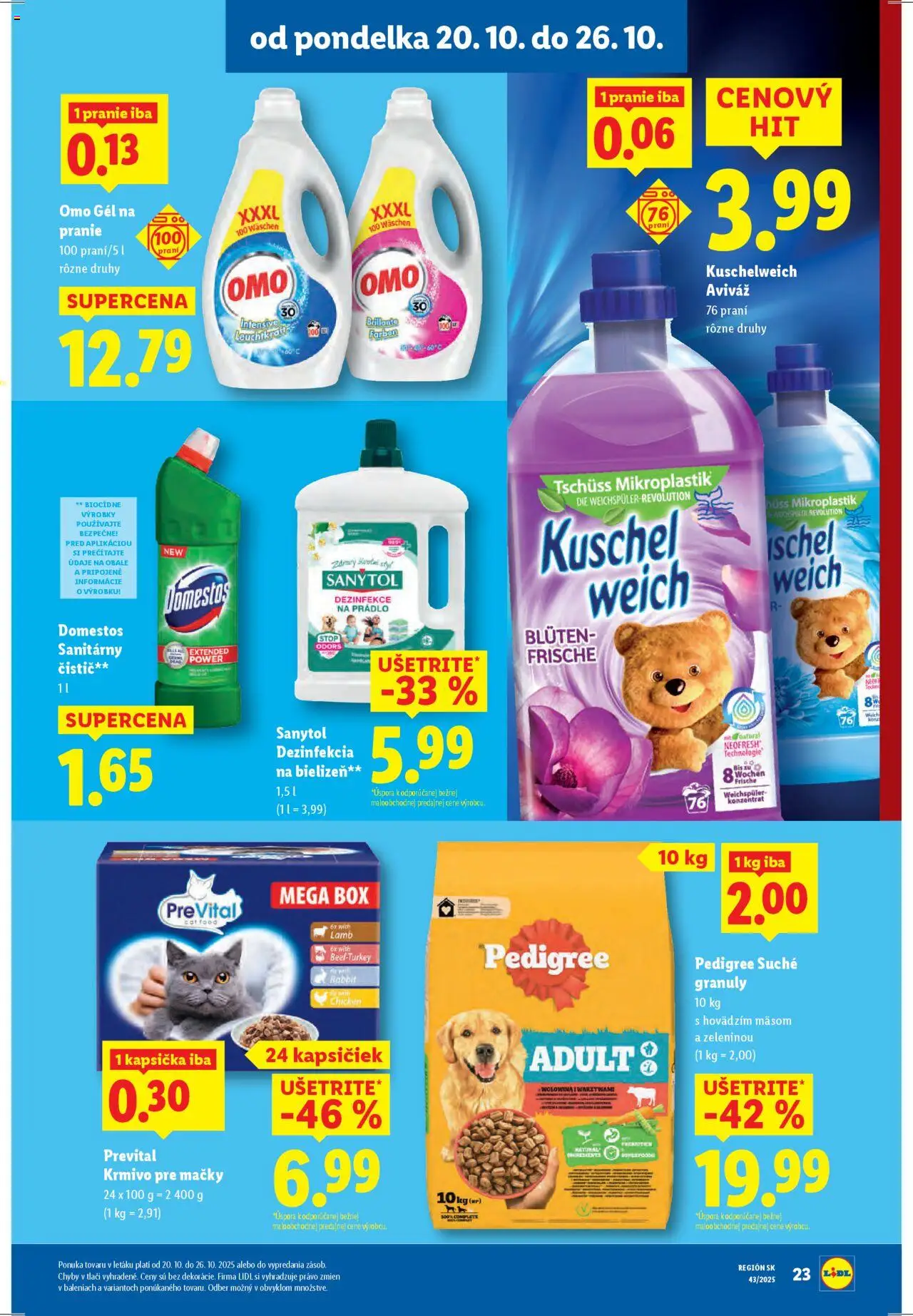 Nové Lidl akcie – leták je platný od 20.10.2025 | Strana: 32 | Produkty: Sanytol, Aviváž, Domestos