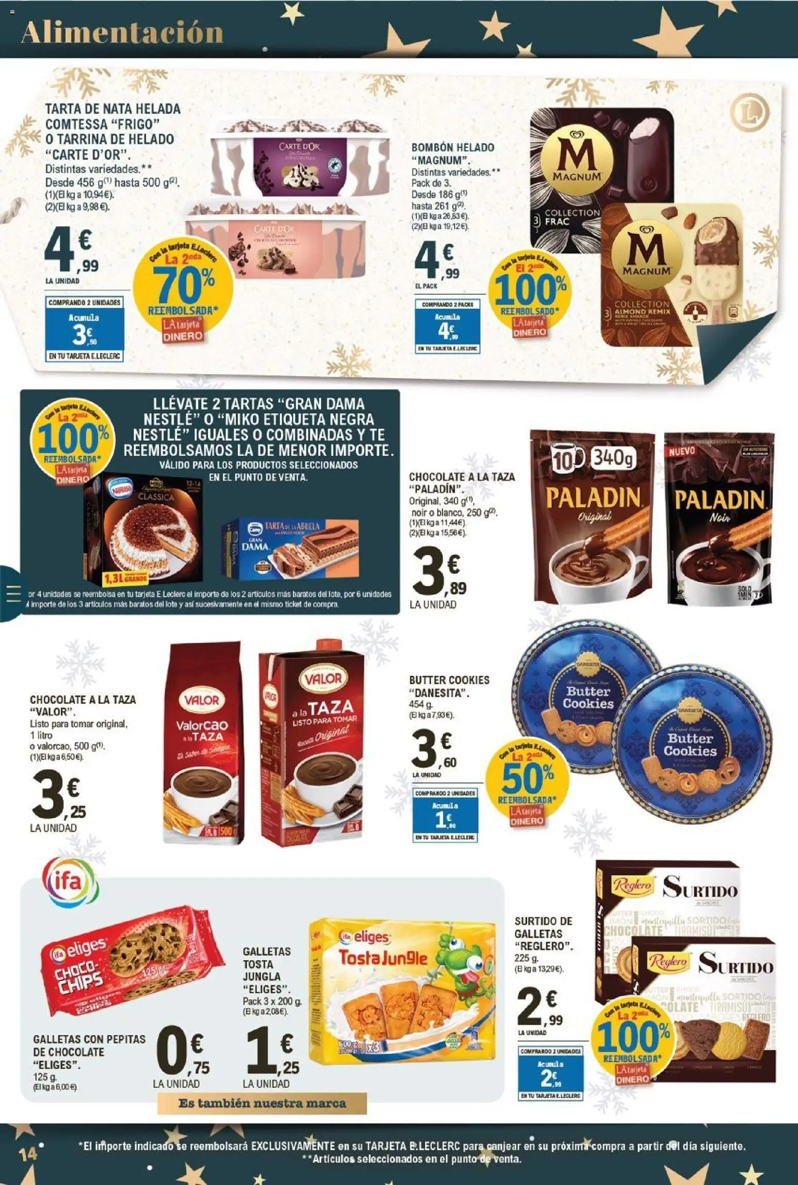 E.Leclerc folleto │ válido desde el 26.12.2025 | Página: 14 | Productos: Chocolate, Galletas, Helado, Συσκευή ροής