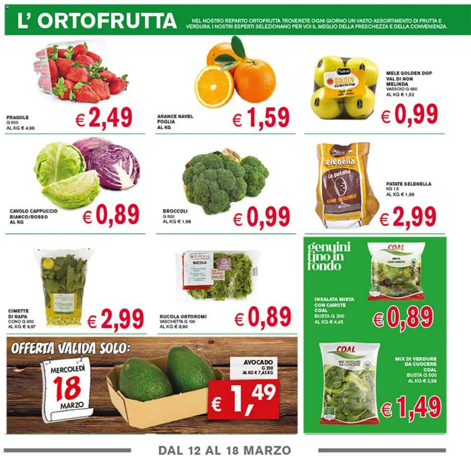 Volantino Coal del 12.03.2026 | Pagina: 2 | Prodotti: Mele, Patate, Verdure, Vassoio