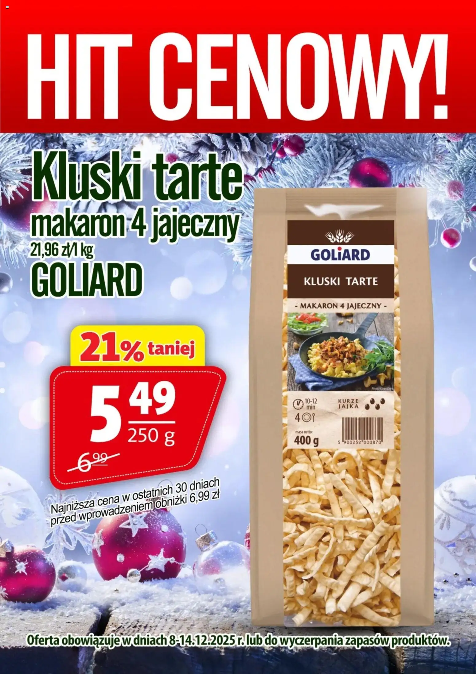 Prim Market Promocja - Kluski Tarte Goliard od 08.12.2025 | Strona: 1 | Produkty: Jajka, Makaron